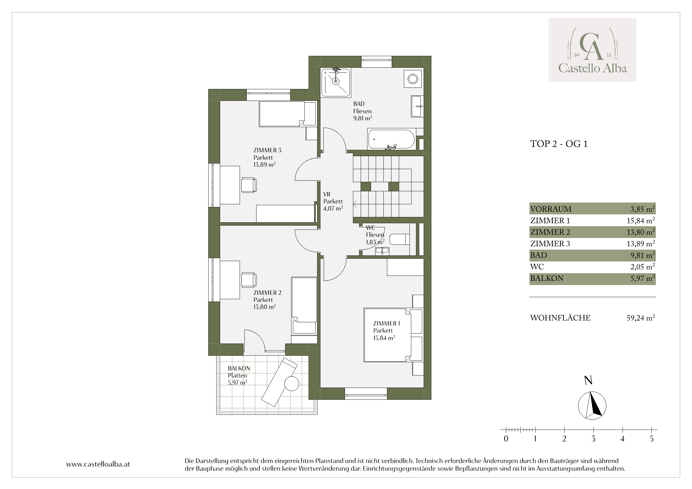 Grundriss Top 2 — Castello Alba — 5 Zimmer — 152,8 m² — Ground floor / Upper floor / Attic floor — Grundriss 5/5
