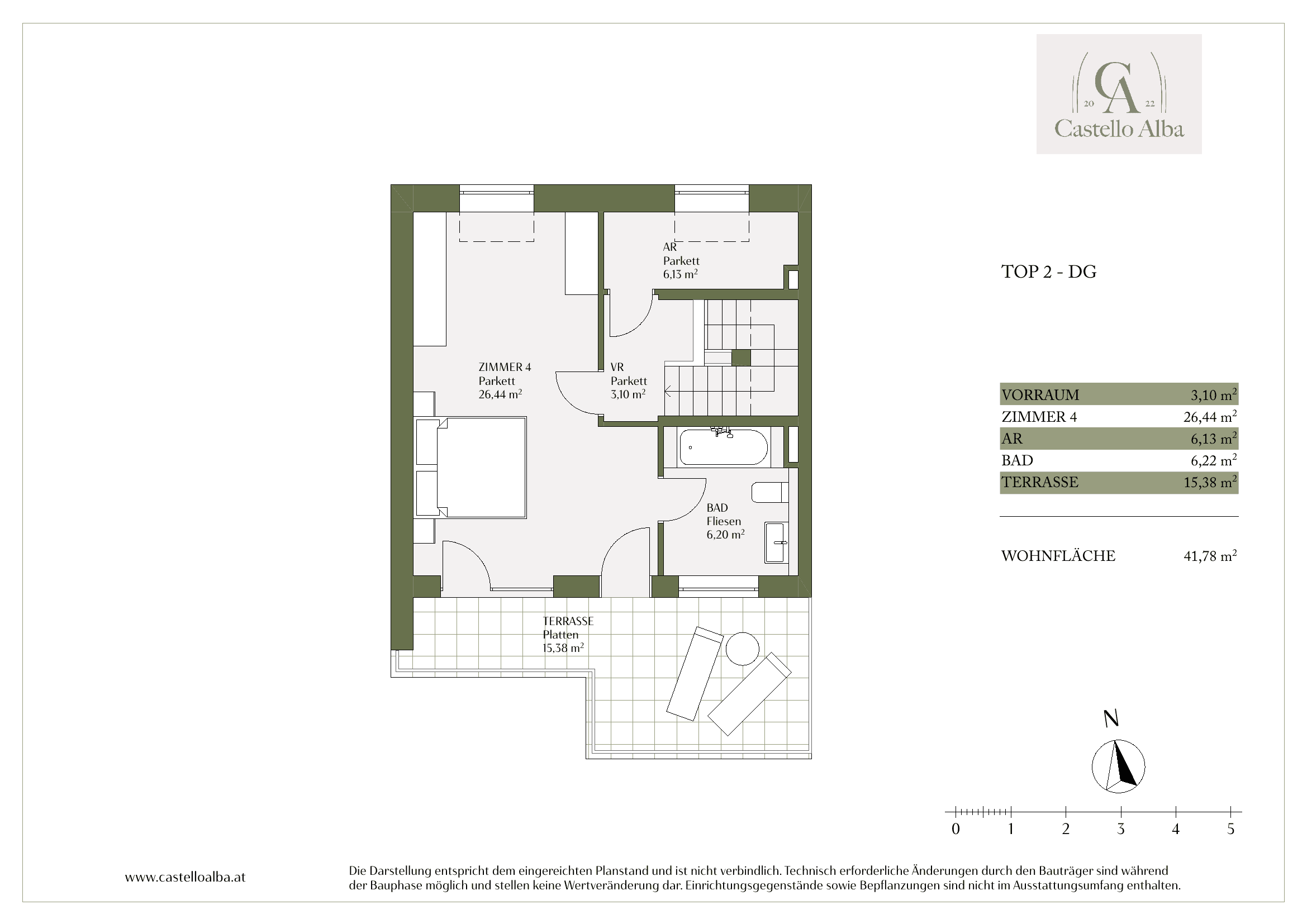Grundriss Top 2 — Castello Alba — 5 Zimmer — 152,8 m² — Ground floor / Upper floor / Attic floor — Grundriss 4/5