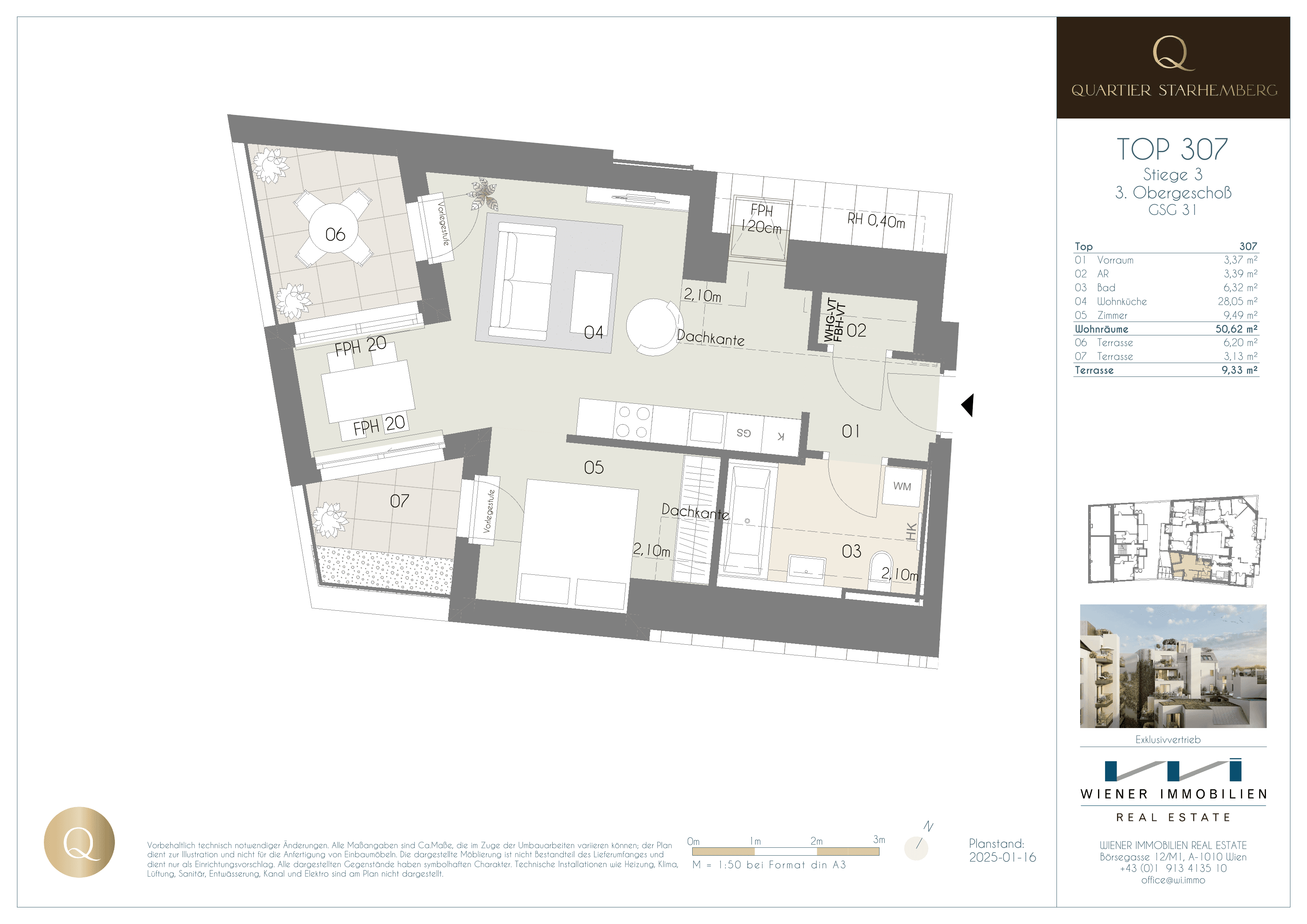 Grundriss Unit 307 — Chapeau 31 — 2 Zimmer — 51,1 m² — 3rd floor
