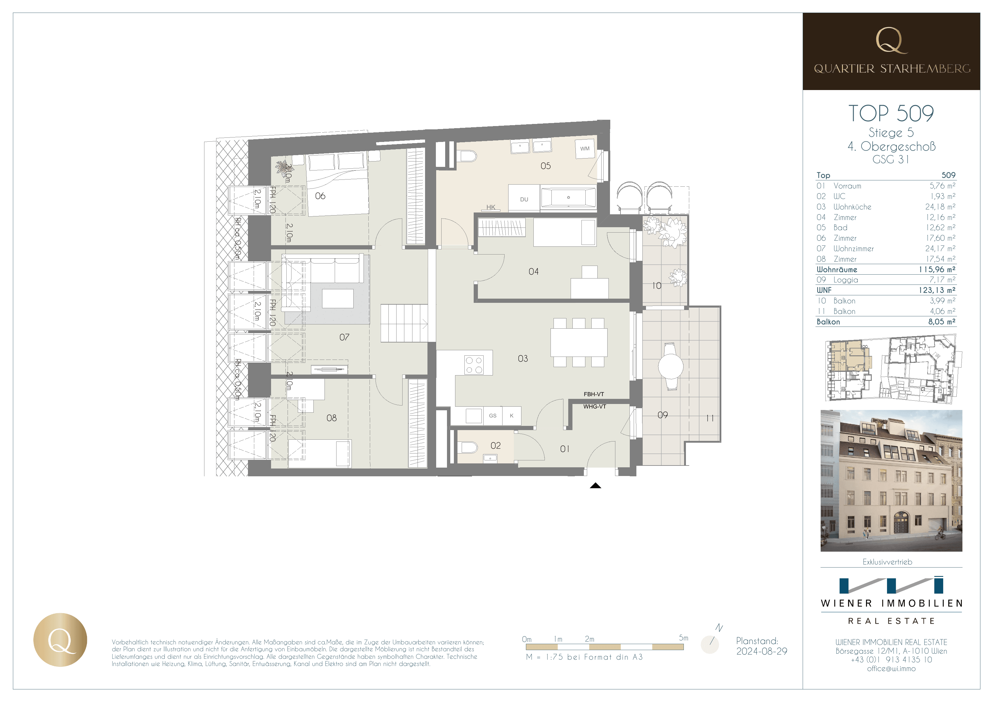 Grundriss Unit 509 — Chapeau 31 — 4.5 Zimmer — 116 m² — Penthouse level 1 / Penthouse — Grundriss 1/2