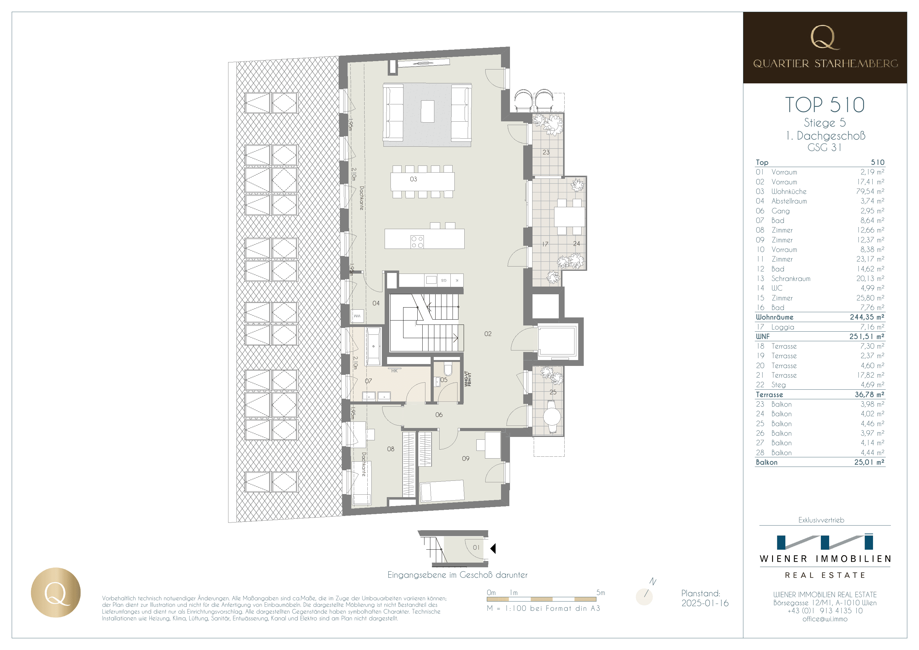 Grundriss Unit 510 — Chapeau 31 — 5 Zimmer — 241,1 m² — Penthouse level 2 / Penthouse — Grundriss 4/6