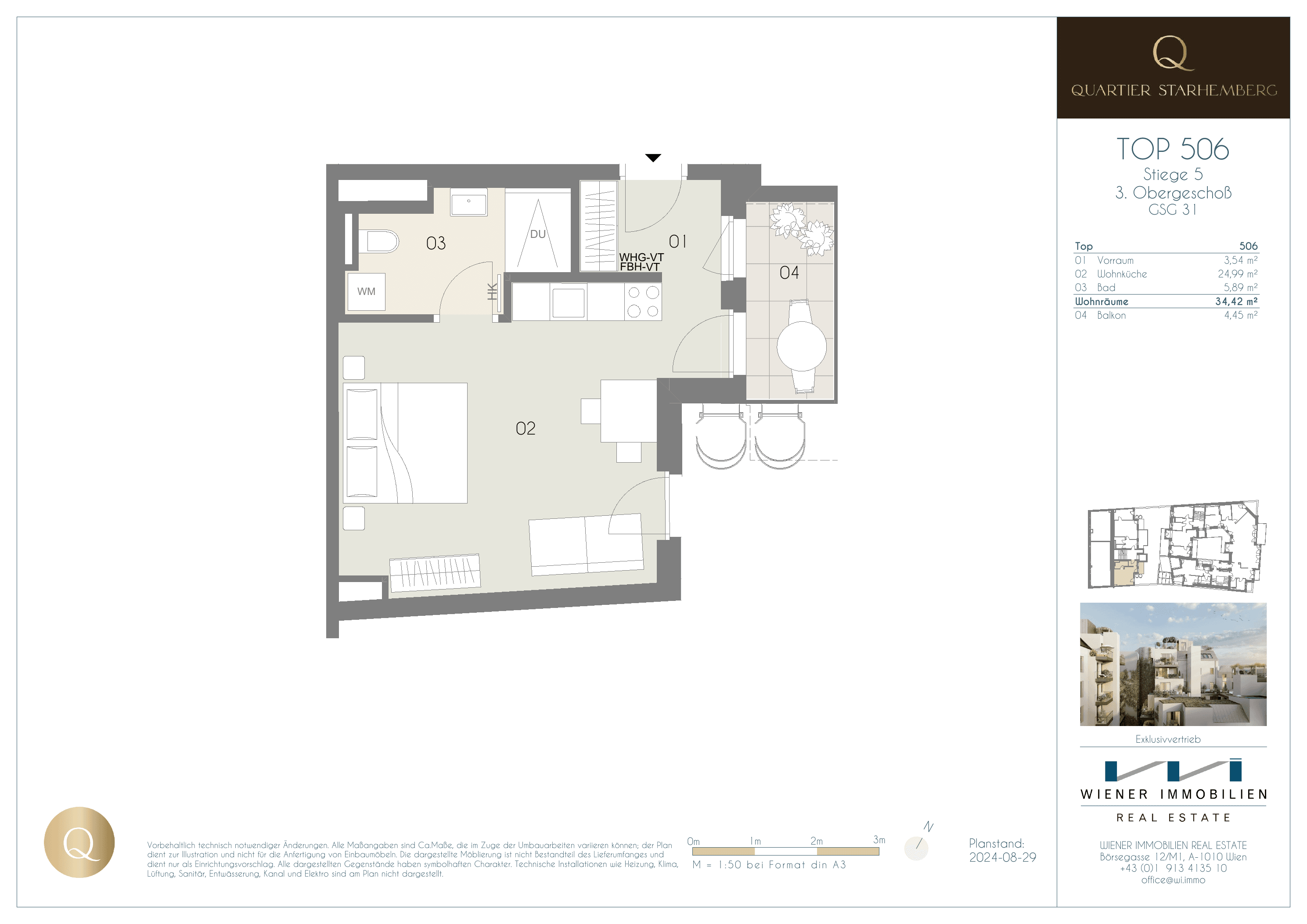 Grundriss Unit 506 — Chapeau 31 — 1 Zimmer — 34,4 m² — 3rd floor — Grundriss 2/2