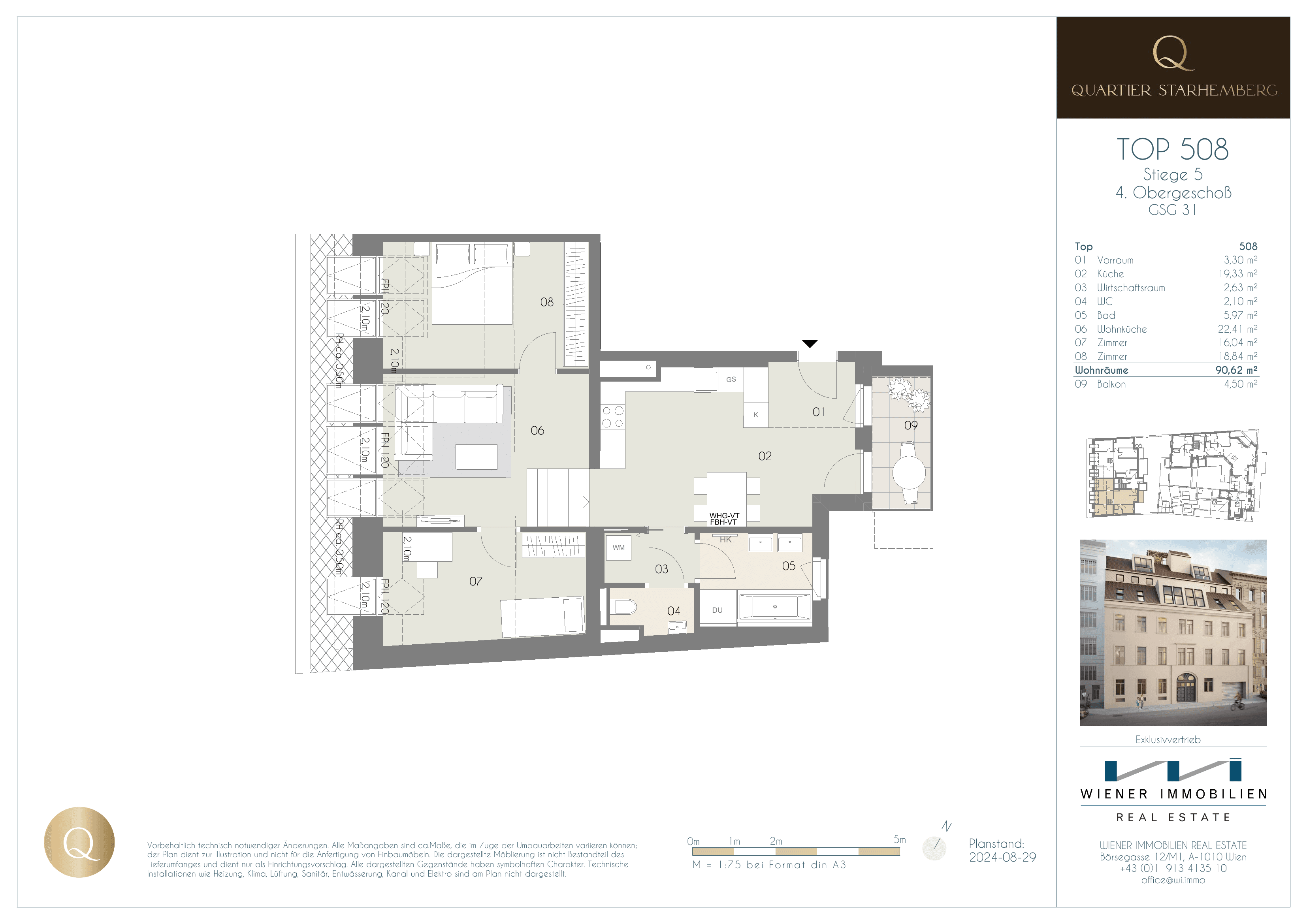 Grundriss Unit 508 — Chapeau 31 — 3.5 Zimmer — 90,6 m² — Penthouse level 1 / Penthouse