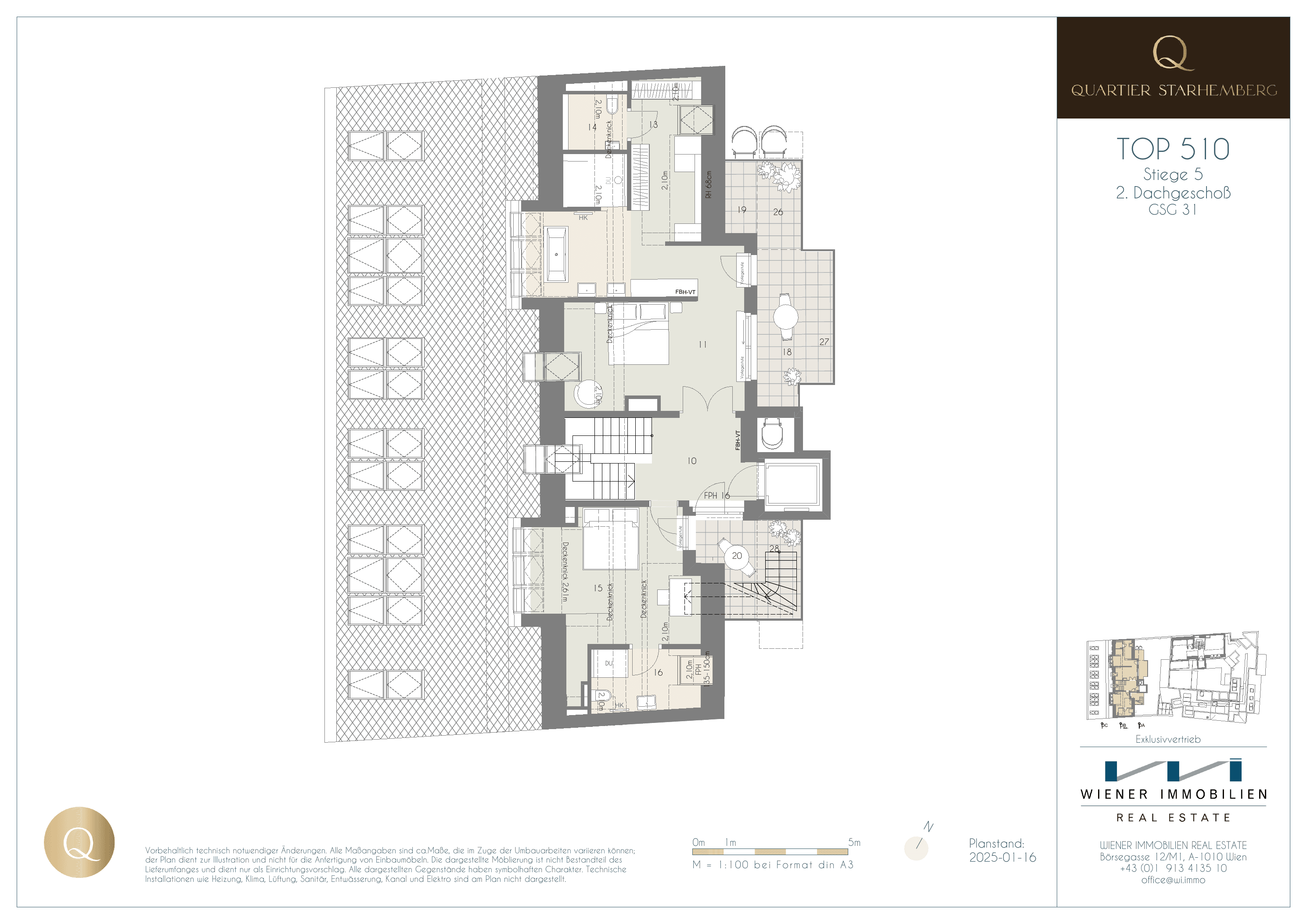 Grundriss Unit 510 — Chapeau 31 — 5 Zimmer — 241,1 m² — Penthouse level 2 / Penthouse — Grundriss 5/6