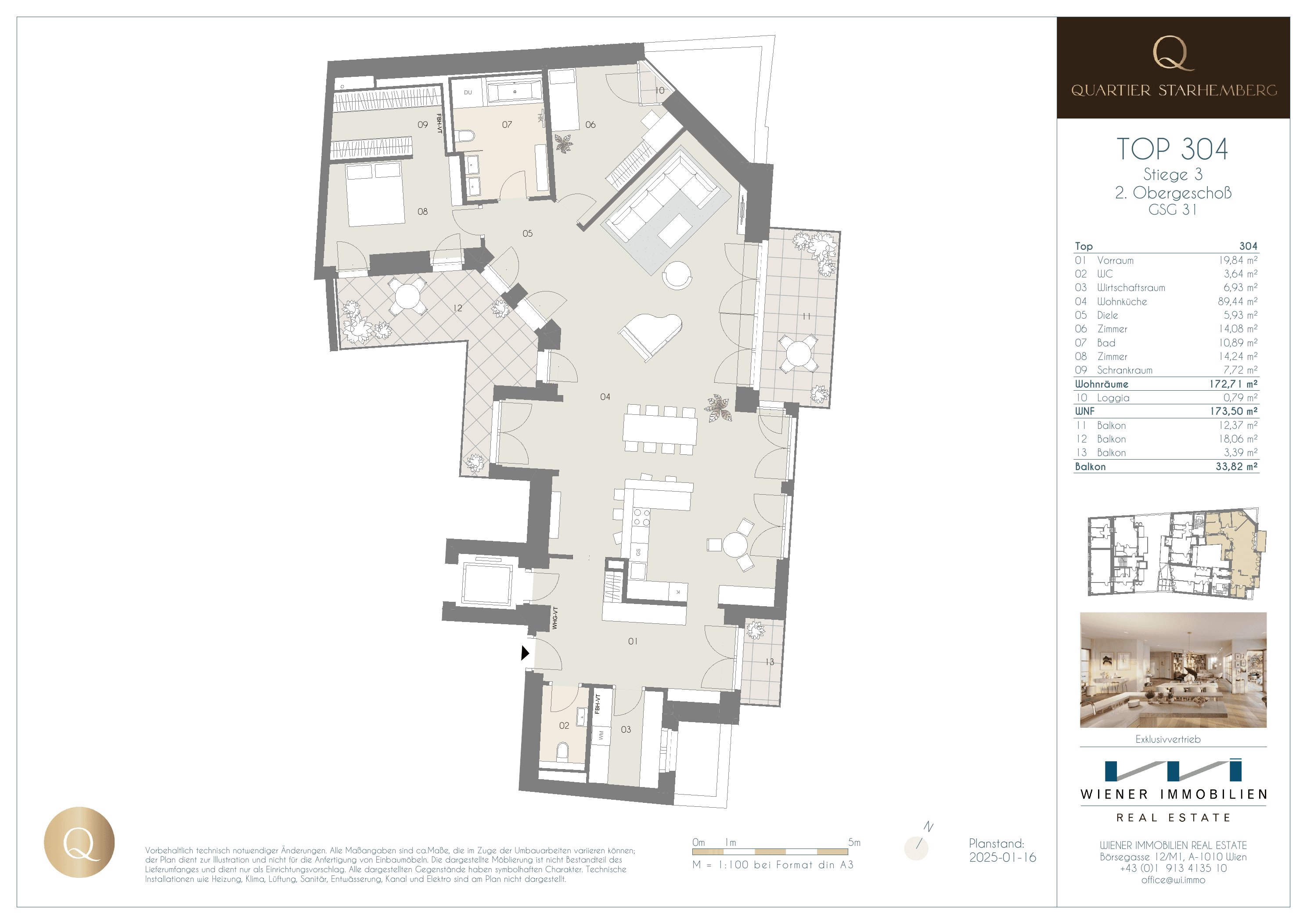 Grundriss Unit 304 — Chapeau 31 — 3 Zimmer — 172,7 m² — 2nd floor — Grundriss 2/2