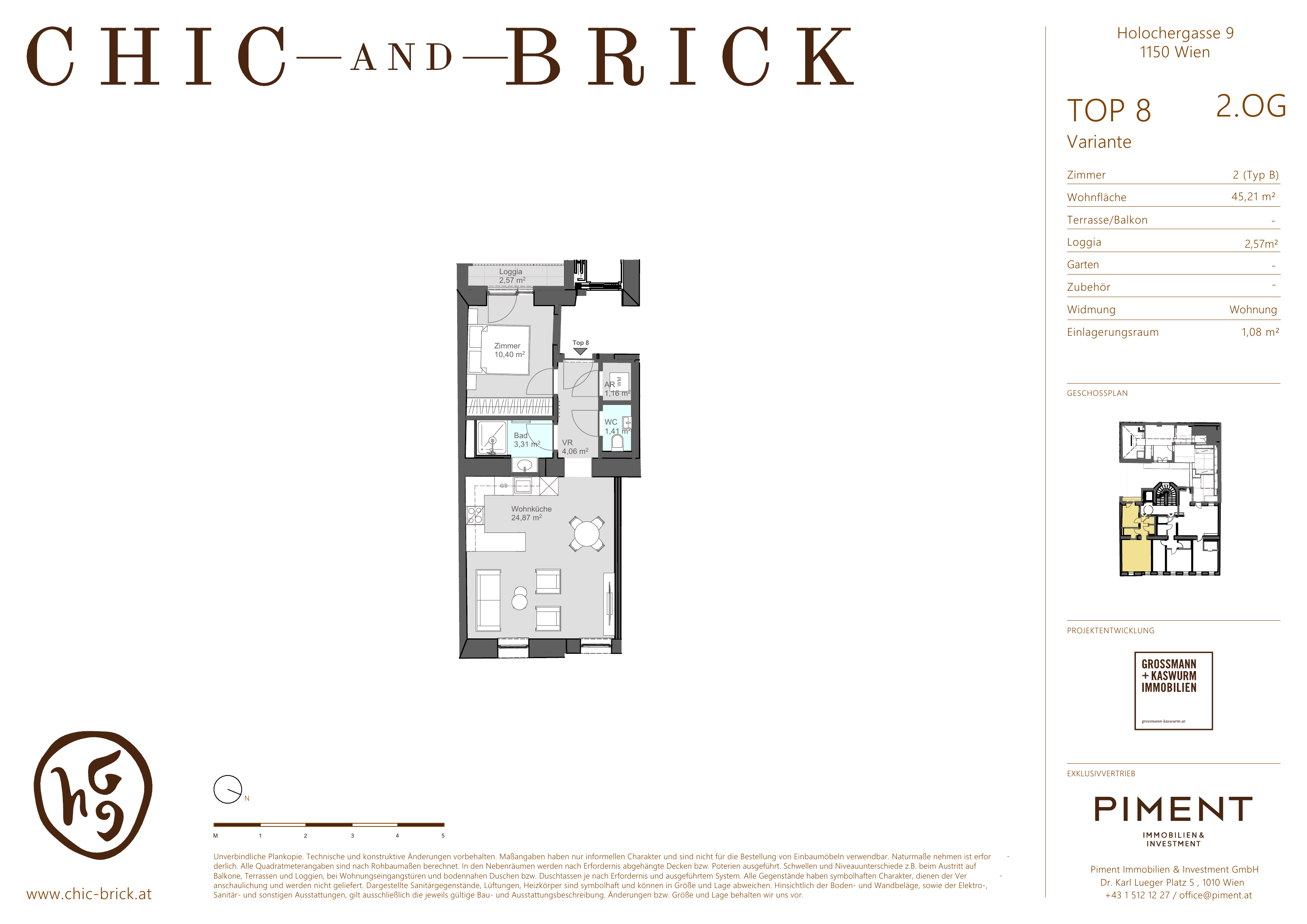Grundriss Top 8 — Chic & Brick — 2 Zimmer — 45,2 m² — 2nd floor