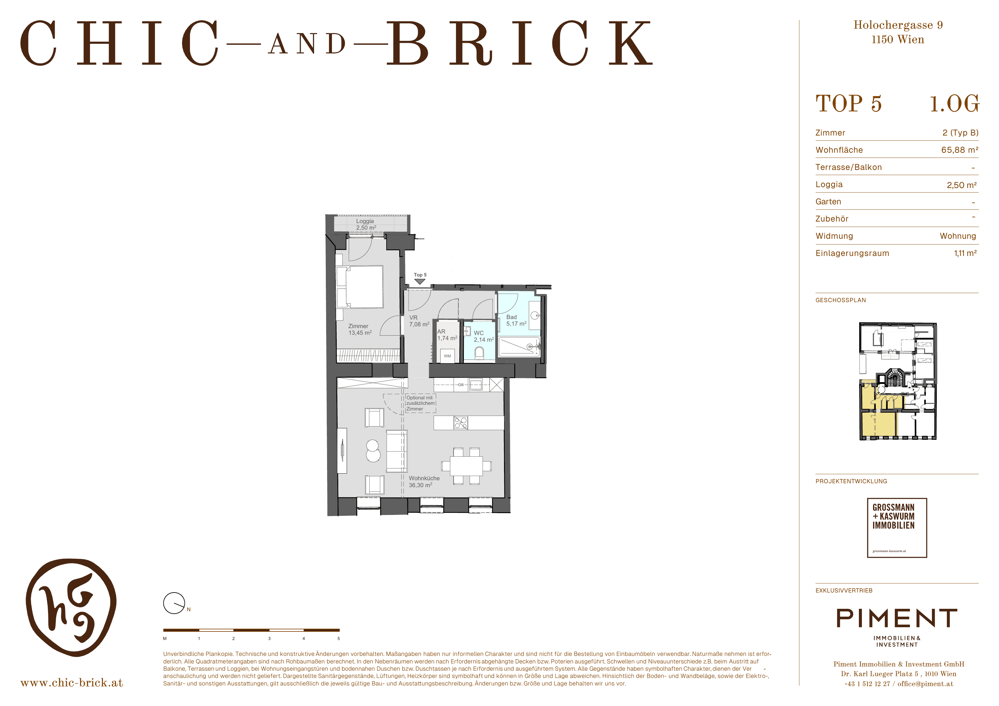 Grundriss Top 5 — Chic & Brick — 2 Zimmer — 65 m² — 1st floor — Grundriss 2/2