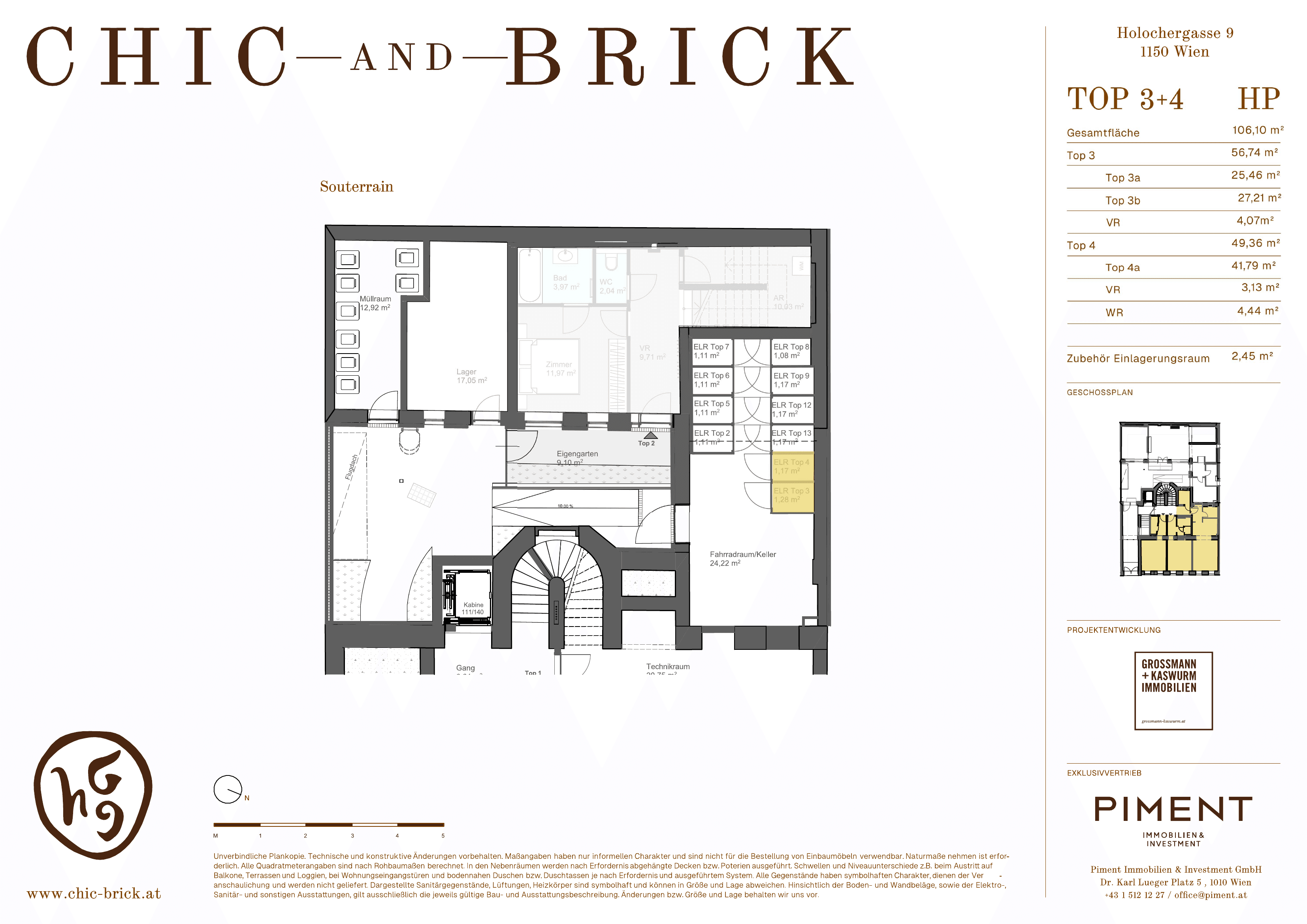Grundriss Top 3+4 — Chic & Brick — 4 Zimmer — 106,1 m² — Ground floor — Grundriss 2/2
