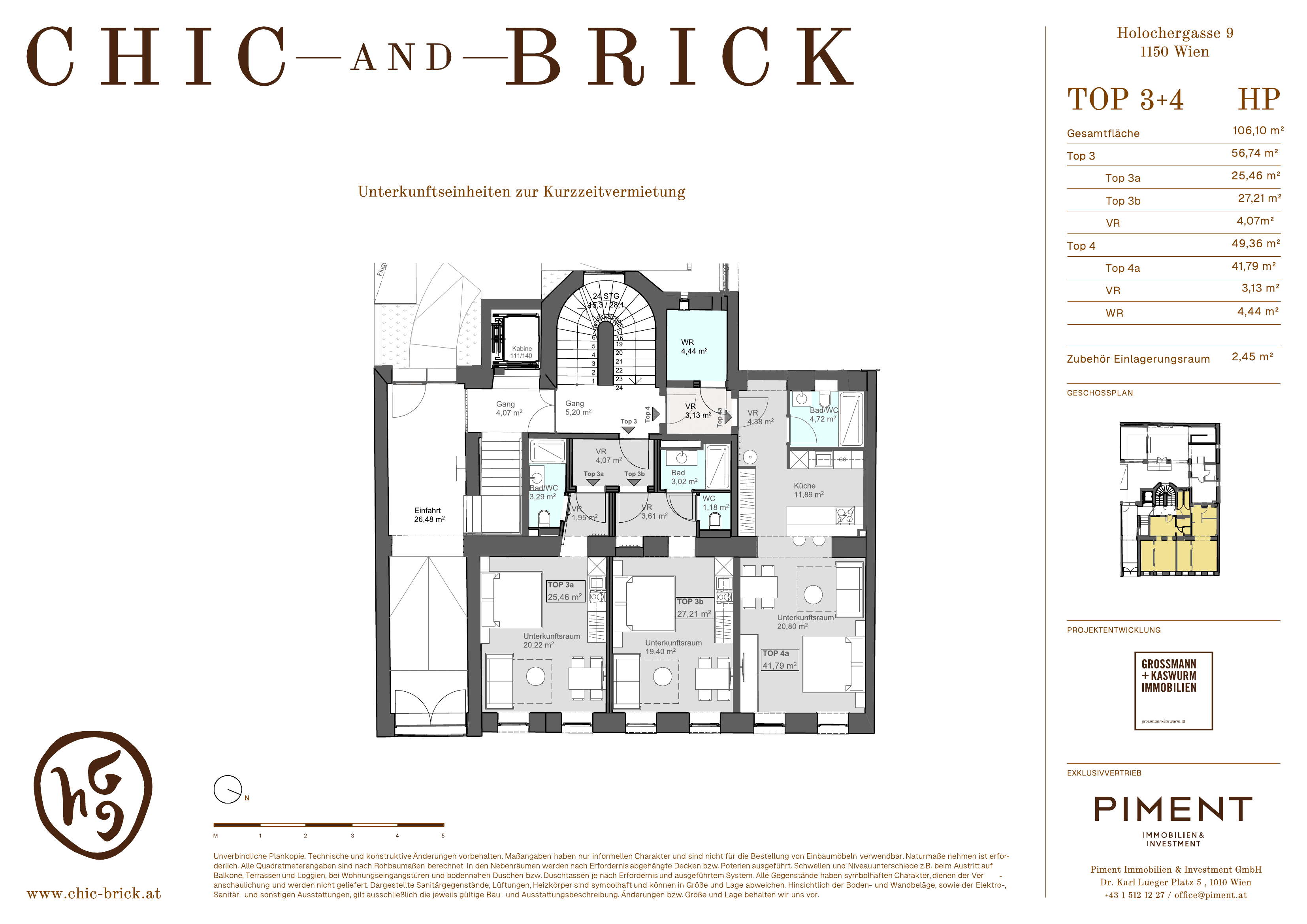 Grundriss Top 3+4 — Chic & Brick — 4 Zimmer — 106,1 m² — Ground floor — Grundriss 1/2