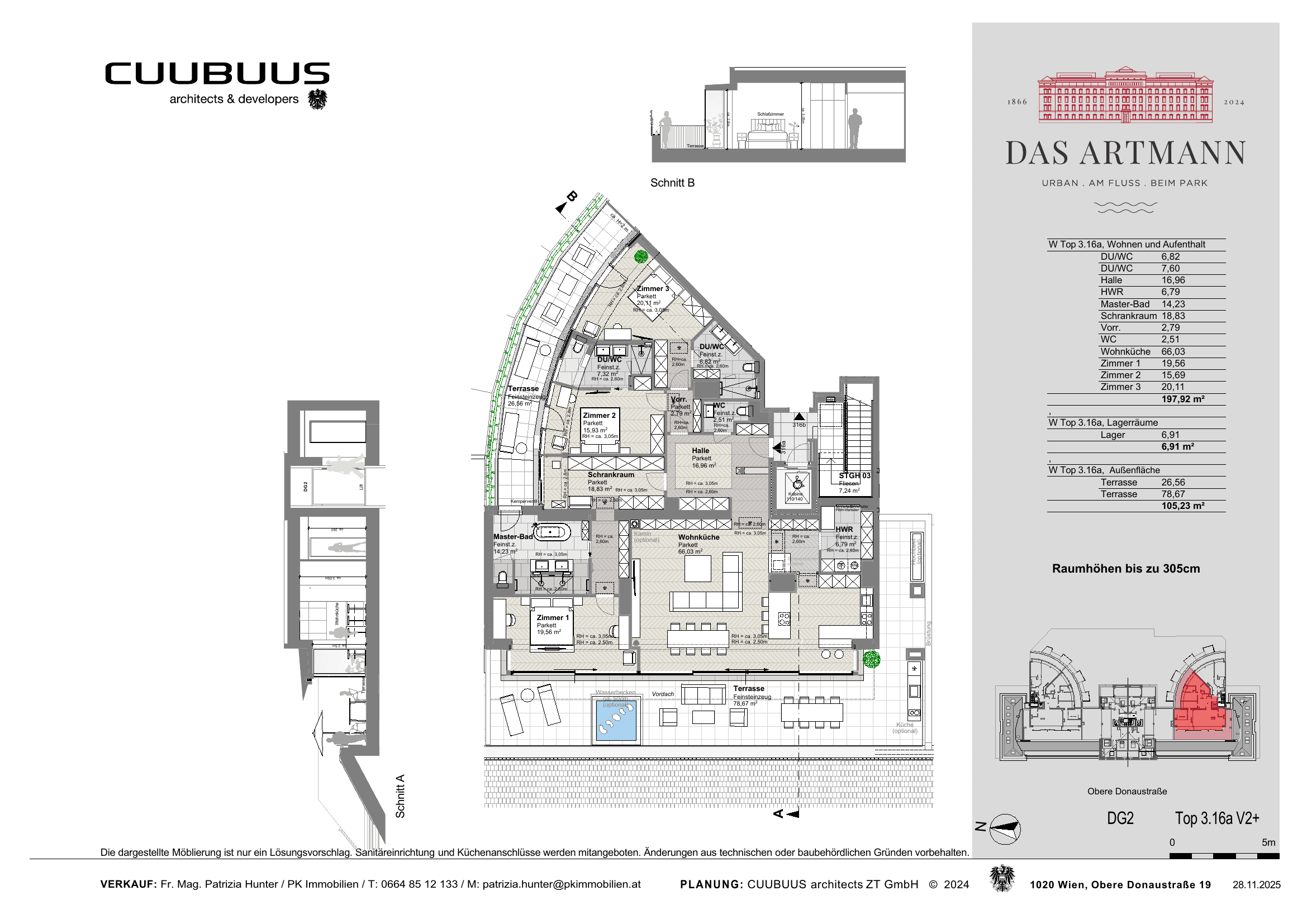 Grundriss Top 3.16a V2+ — Das Artmann — 4 Zimmer — 197 m² — 2nd attic floor