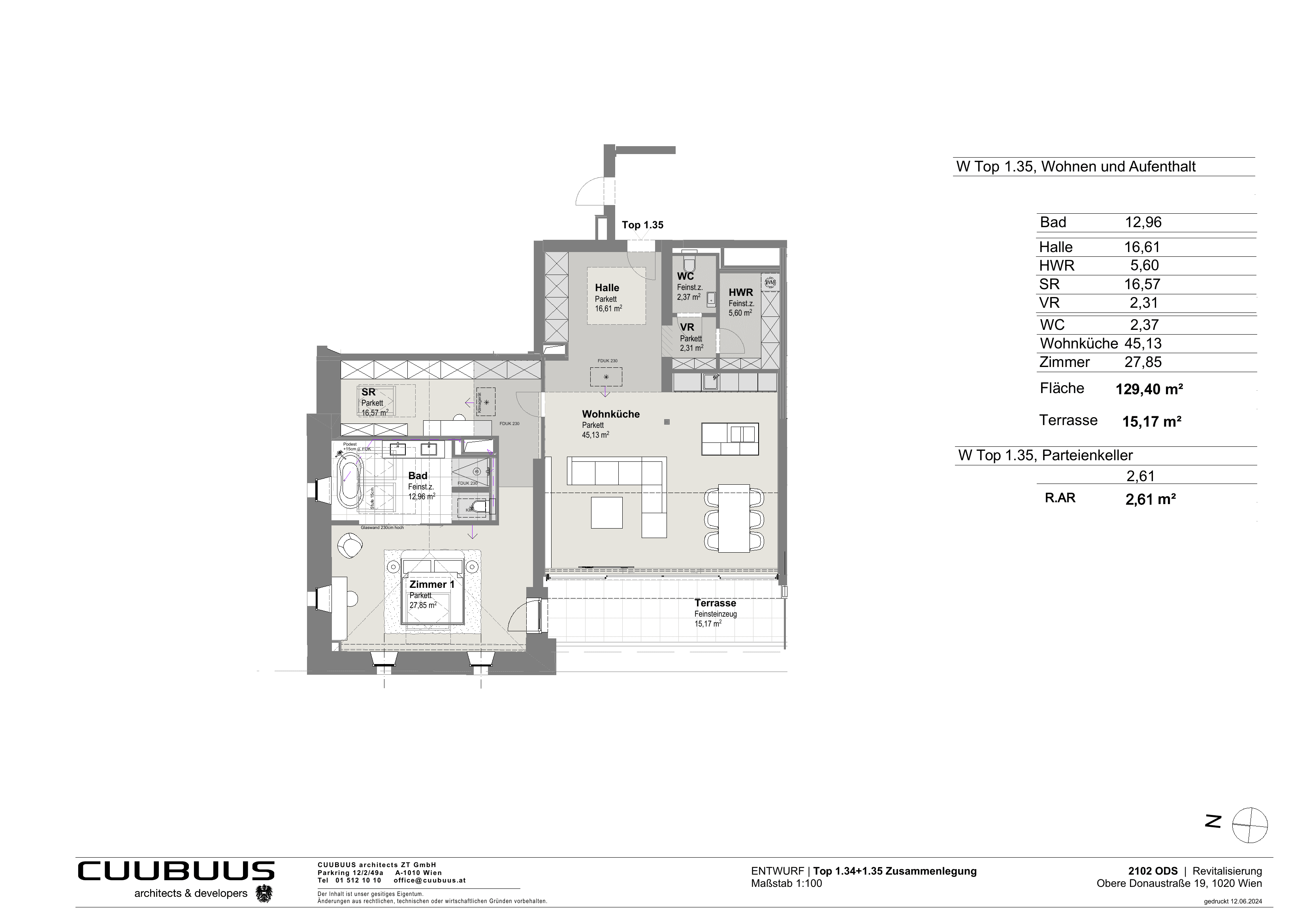 Grundriss Top 1.35 — Das Artmann — 1 Zimmer — 128 m² — 1st attic floor