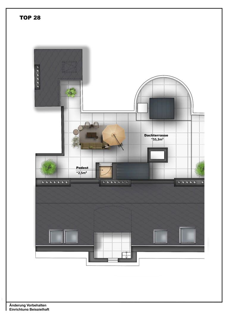 Grundriss Top 28 — DAS LOFT — 4 Zimmer — 130,6 m² — Attic floor — Grundriss 2/2