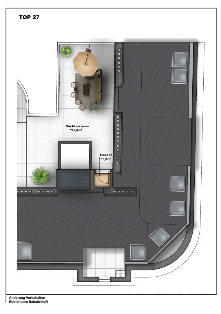 Grundriss Top 27 — DAS LOFT — 4 Zimmer — 130,8 m² — Attic floor — Grundriss 2/2