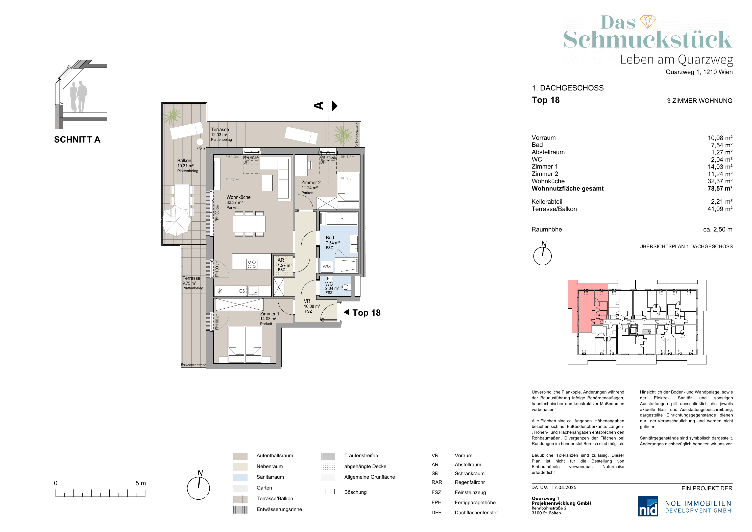 Grundriss Top 18 — Das Schmuckstück | Leben am Quarzweg — 3 Zimmer — 78,6 m² — 1st attic floor