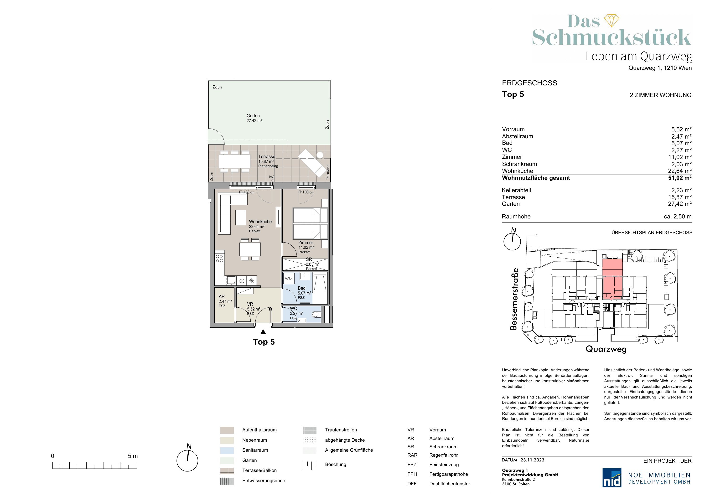 Grundriss Top 5 — Das Schmuckstück | Leben am Quarzweg — 2 Zimmer — 51 m² — Ground floor