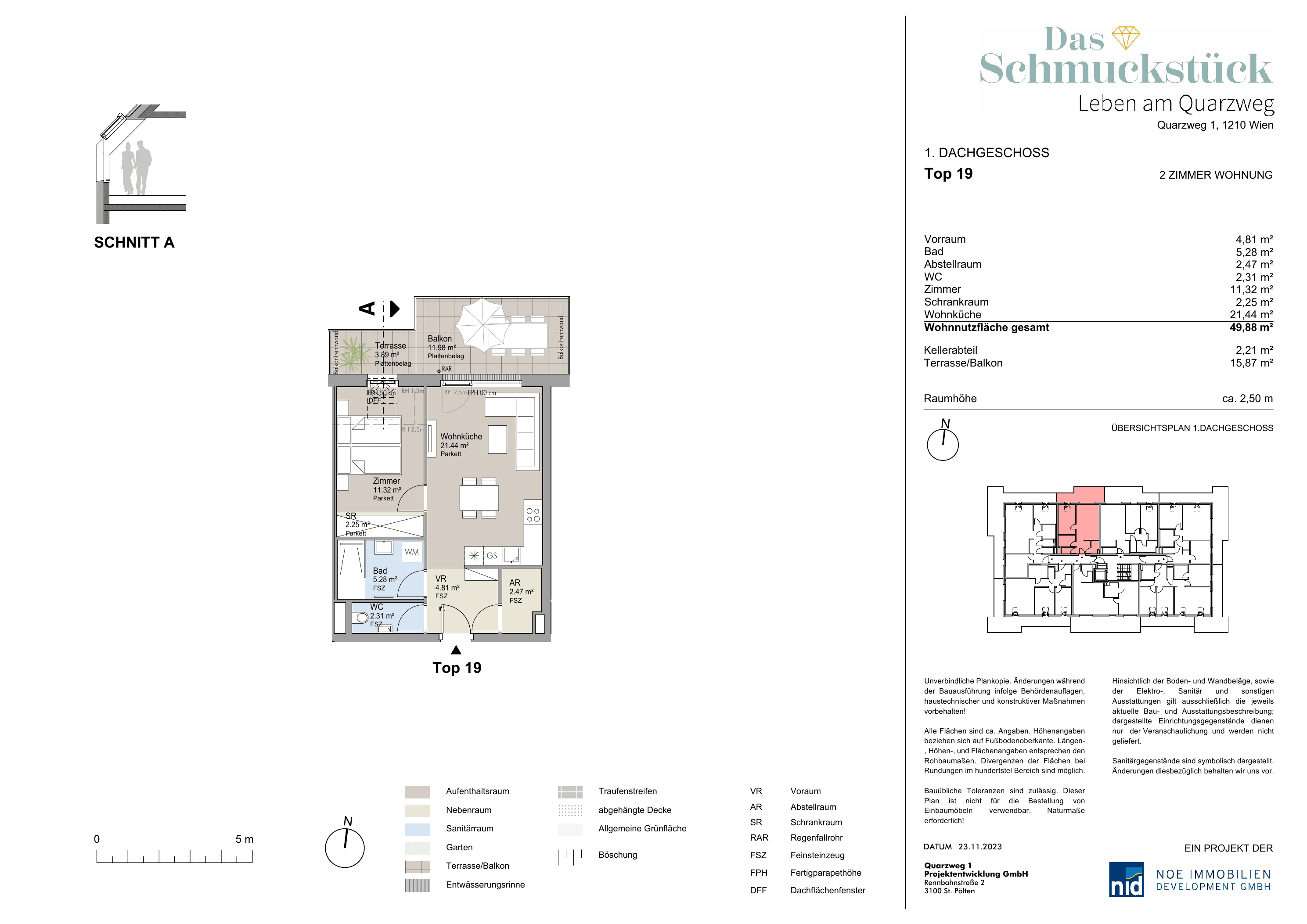 Grundriss Top 19 — Das Schmuckstück | Leben am Quarzweg — 2 Zimmer — 49,9 m² — 1st attic floor