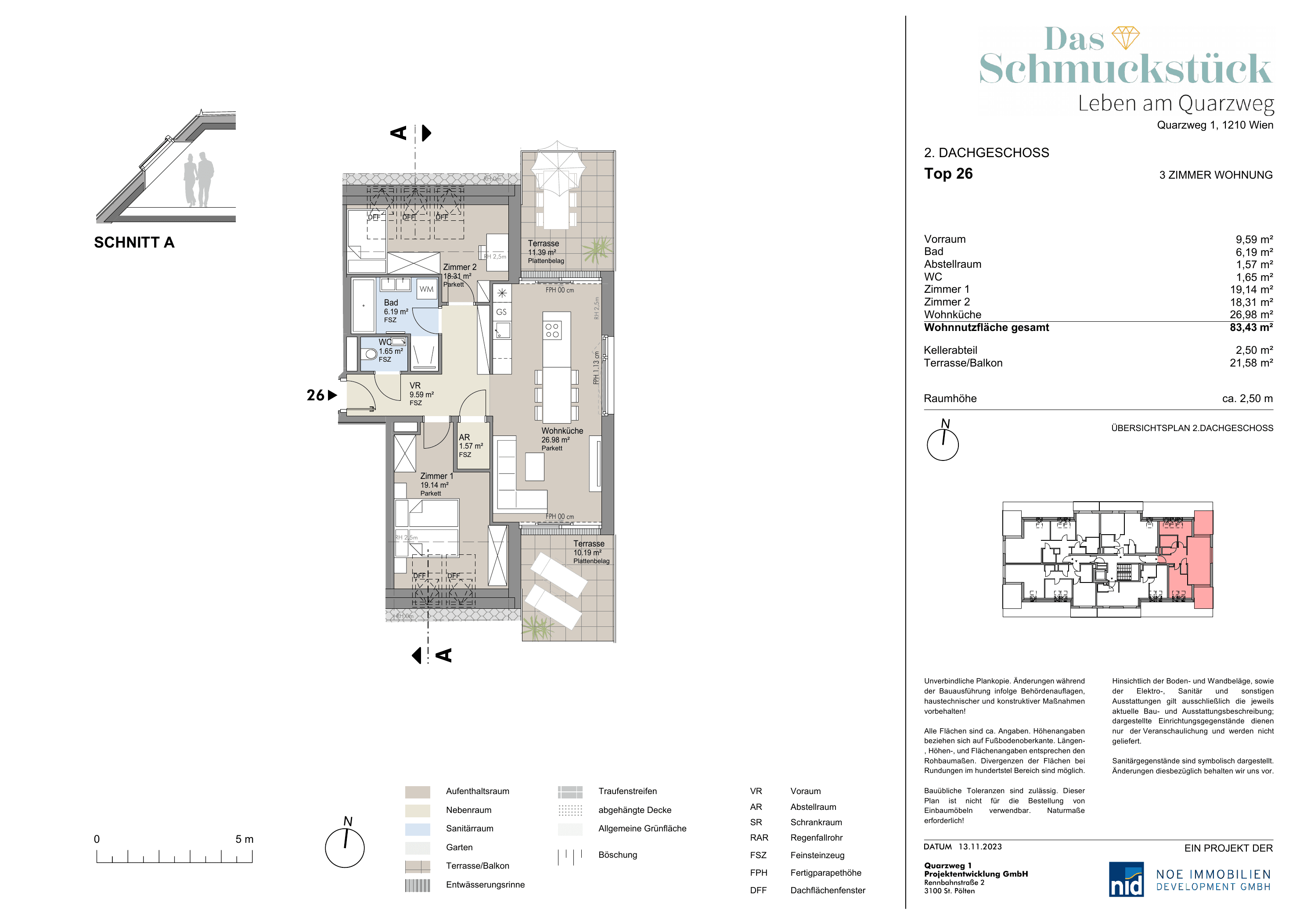 Grundriss Top 26 — Das Schmuckstück | Leben am Quarzweg — 3 Zimmer — 83,4 m² — 2nd attic floor