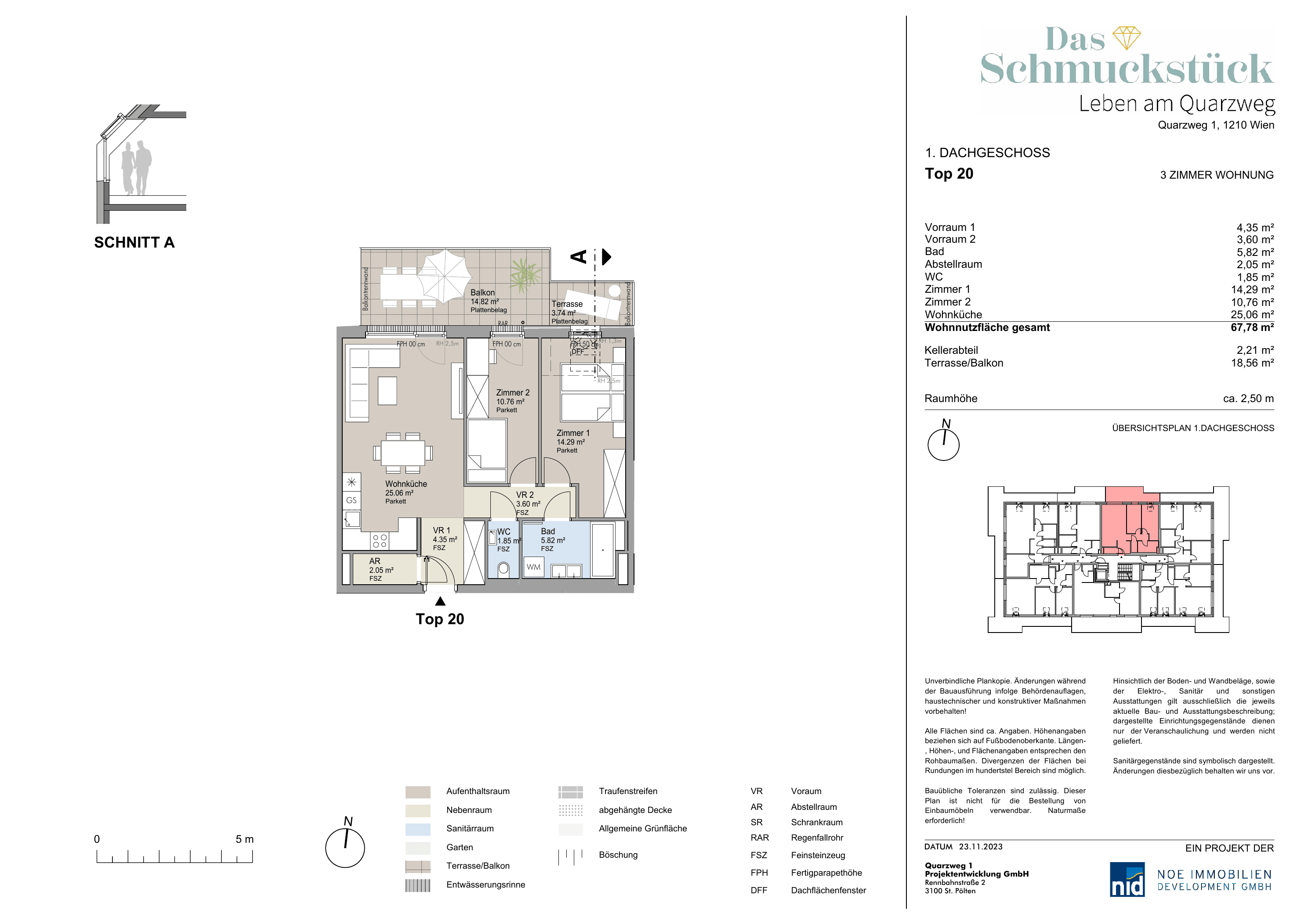 Grundriss Top 20 — Das Schmuckstück | Leben am Quarzweg — 3 Zimmer — 67,8 m² — 1st attic floor