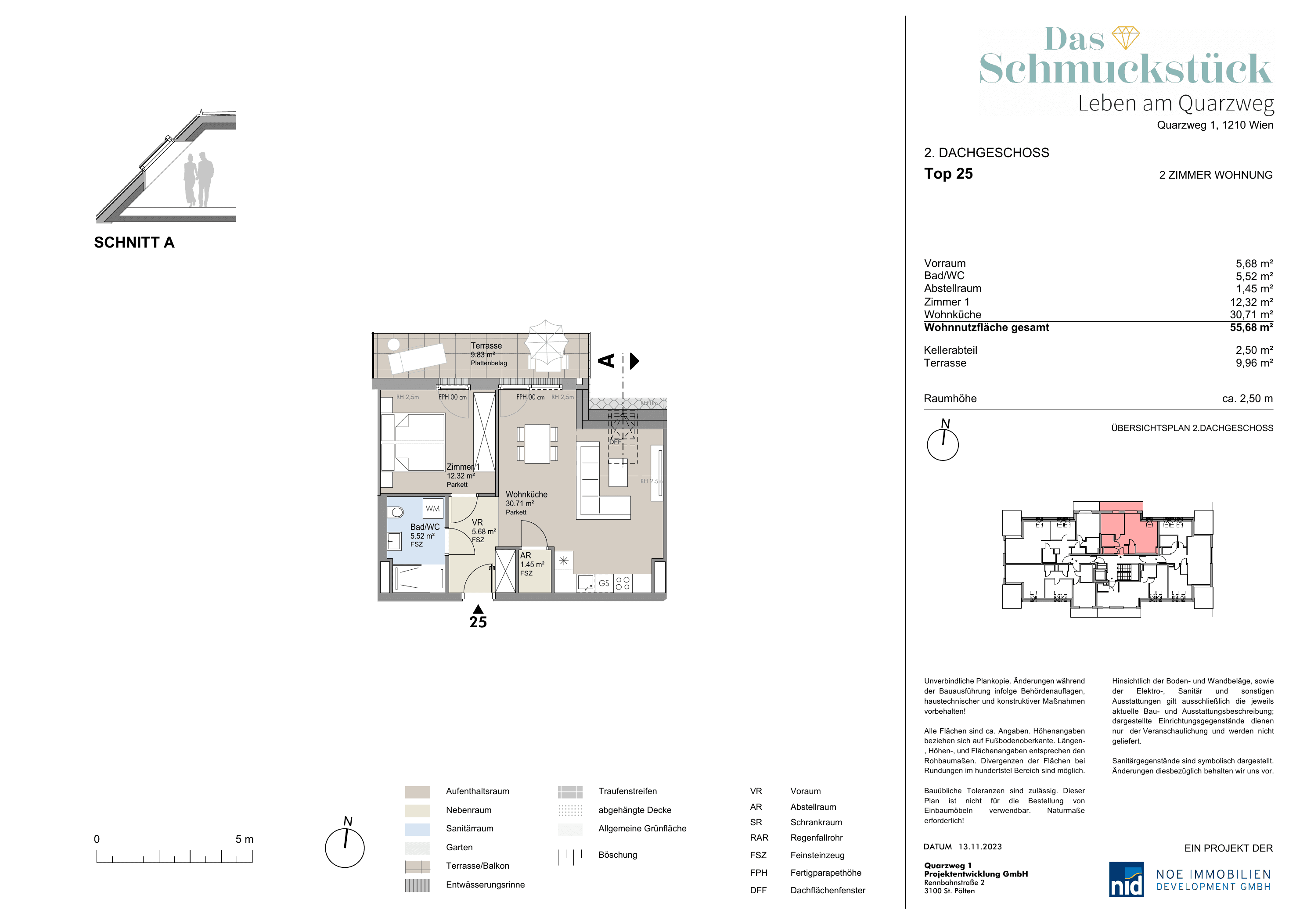 Grundriss Top 25 — Das Schmuckstück | Leben am Quarzweg — 2 Zimmer — 55,7 m² — 2nd attic floor