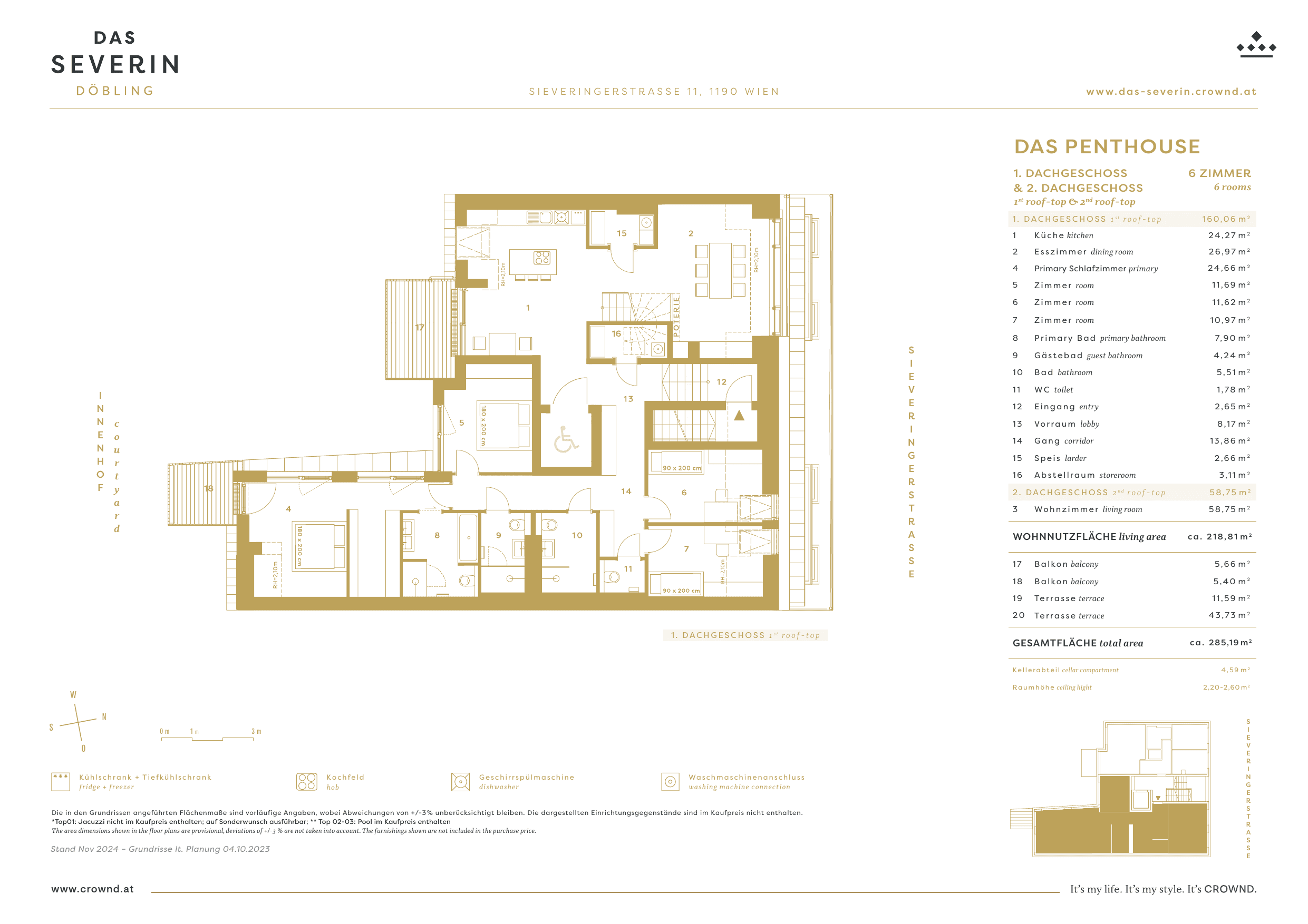 Grundriss Top 10-11 — Das Severin — 6 Zimmer — 218,8 m²
