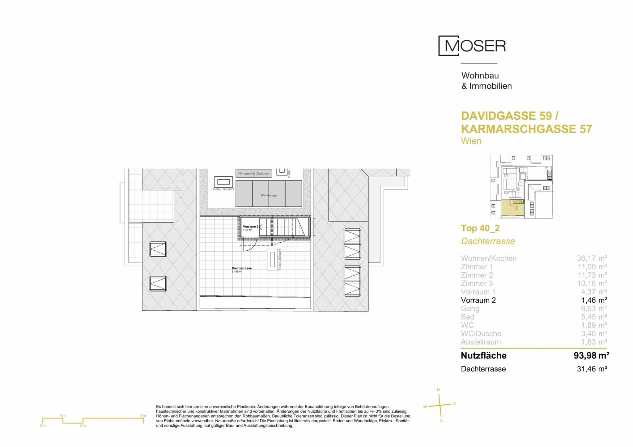 Grundriss Top 40 — Davidgasse 59 — 4 Zimmer — 94 m² — Attic floor — Grundriss 2/2