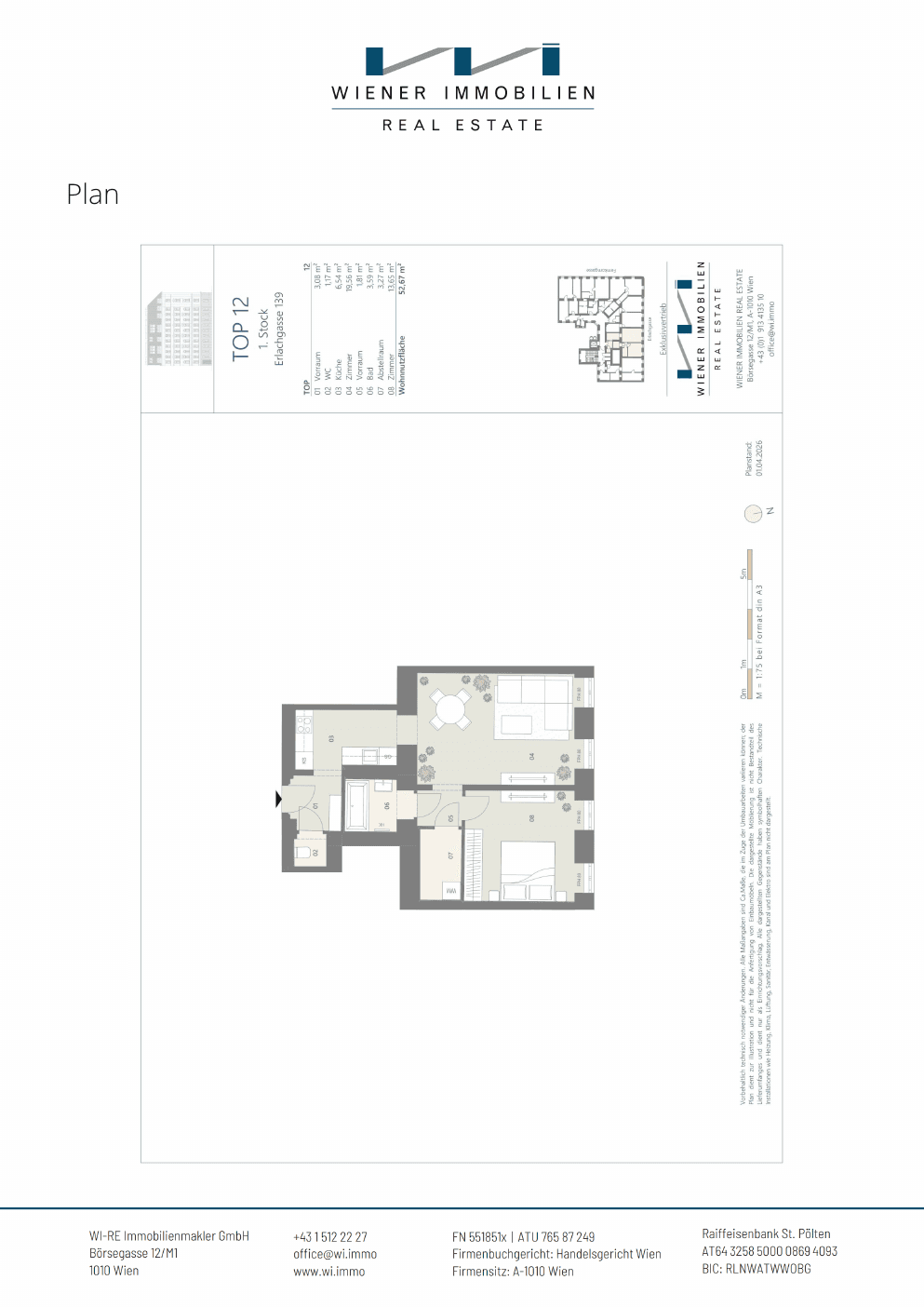 Grundriss Top 363 — Die Erle — 2.5 Zimmer — 52,7 m² — 1st floor