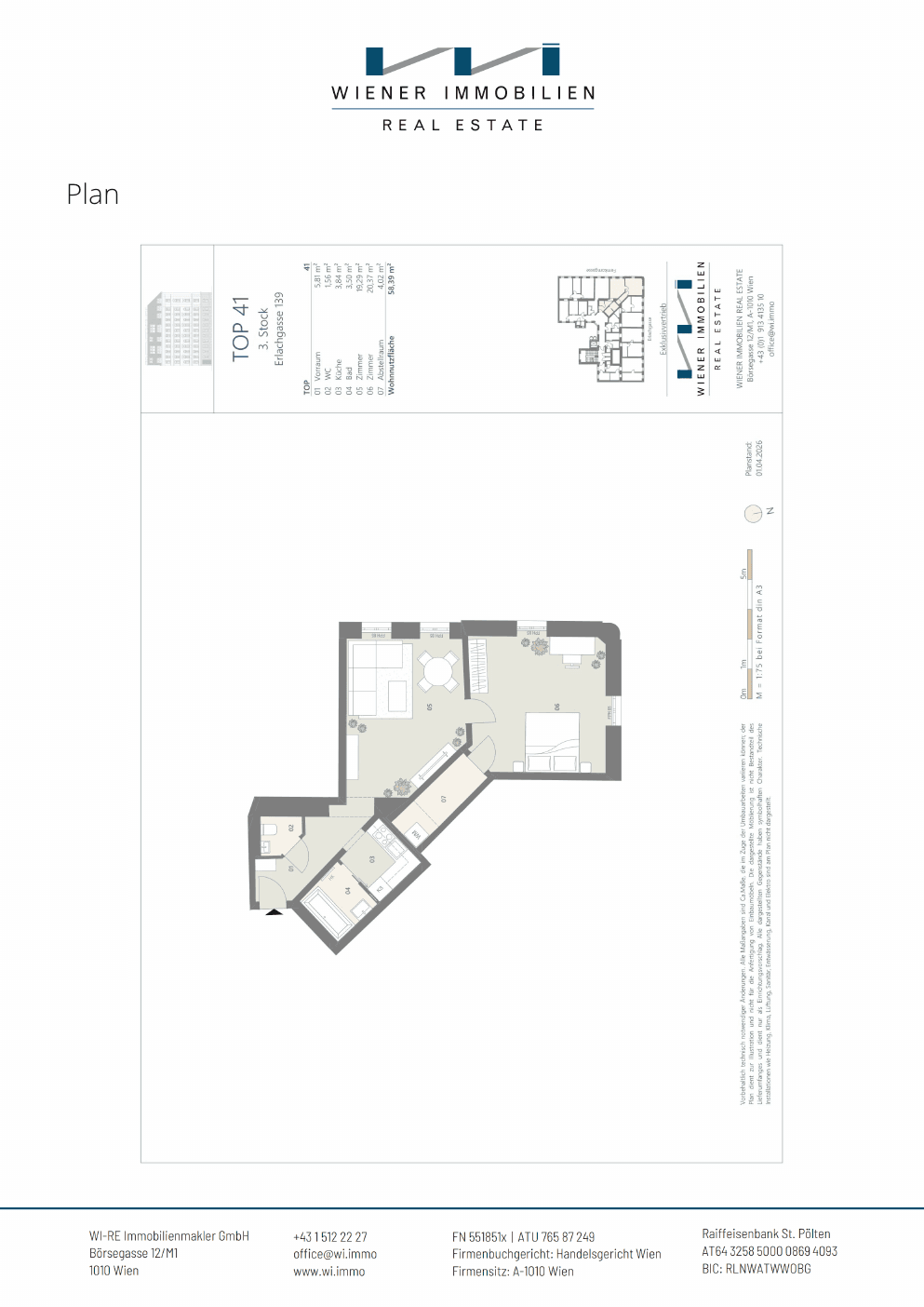 Grundriss Top 376 — Die Erle — 2 Zimmer — 58,4 m² — 3rd floor