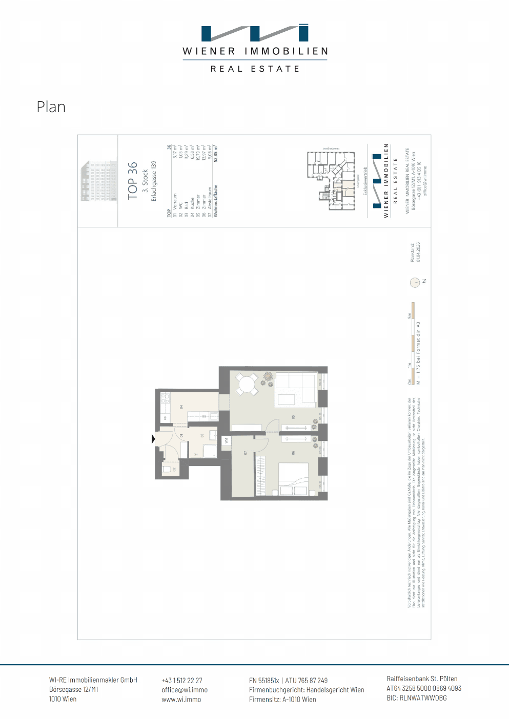 Grundriss Top 374 — Die Erle — 2.5 Zimmer — 52,9 m² — 3rd floor