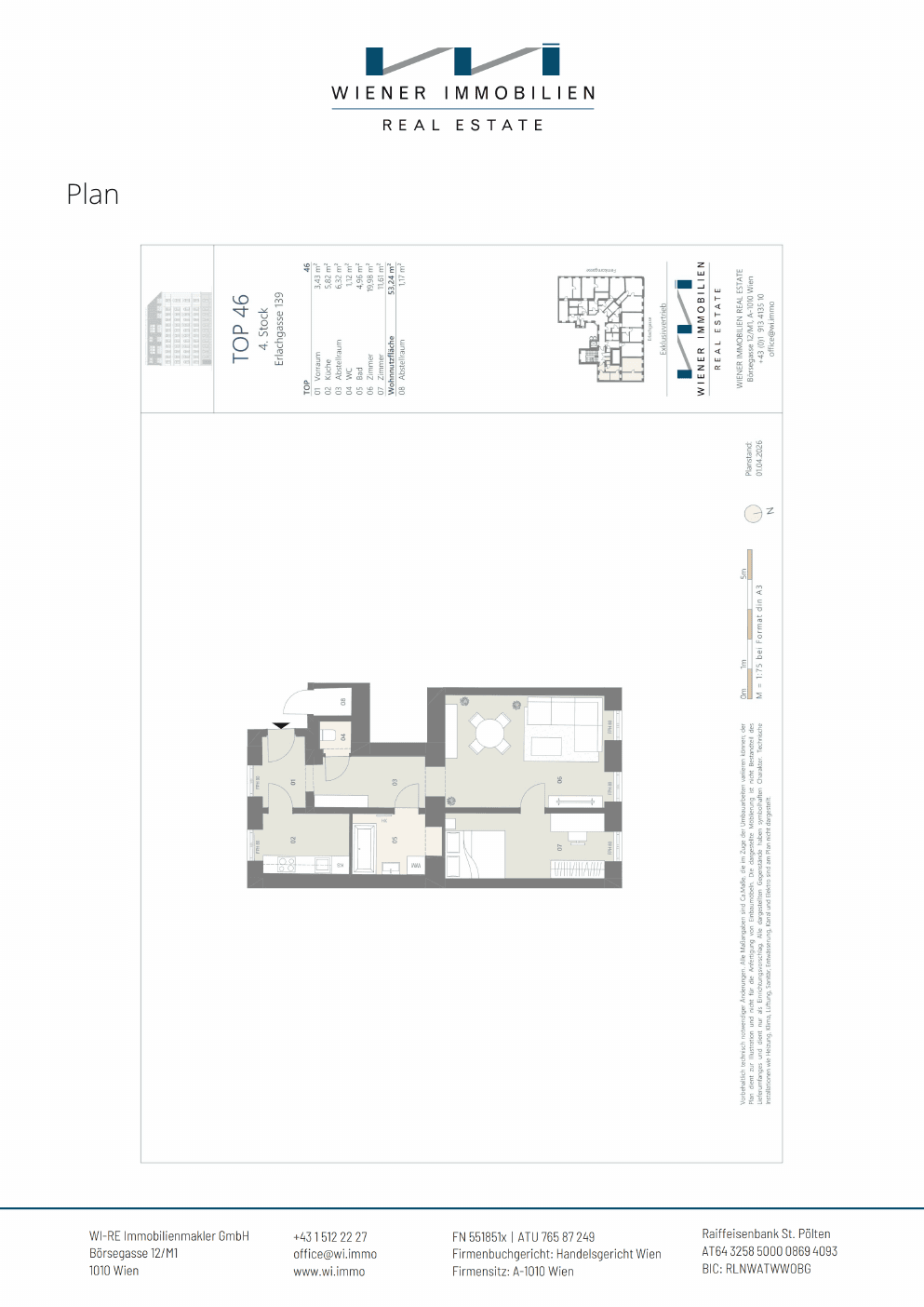 Grundriss Top 378 — Die Erle — 3 Zimmer — 53,2 m² — 4th floor