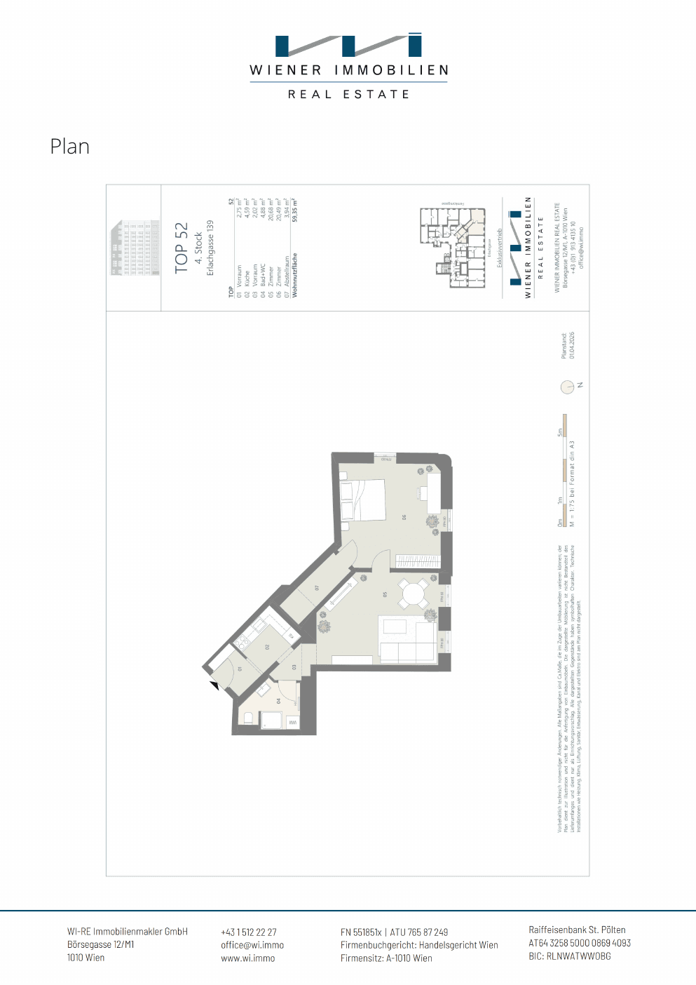 Grundriss Top 381 — Die Erle — 2 Zimmer — 59,4 m² — 4th floor
