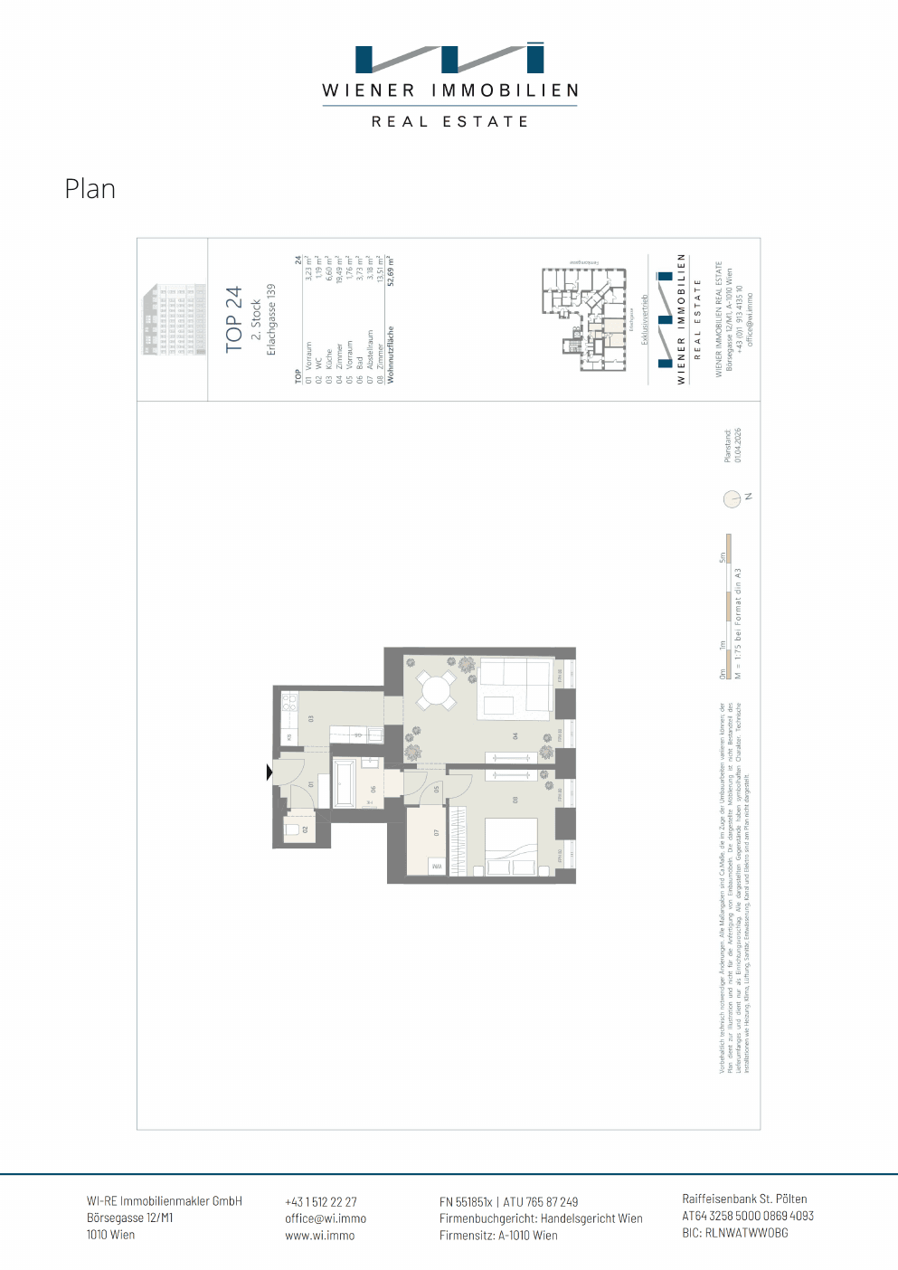 Grundriss Top 368 — Die Erle — 2.5 Zimmer — 52,7 m² — 2nd floor