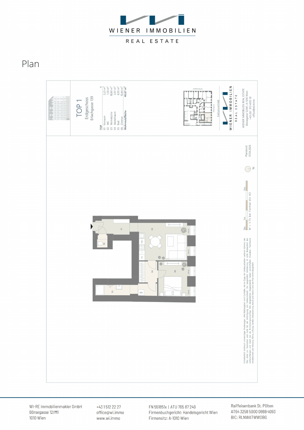 Grundriss Top 358 — Die Erle — 2 Zimmer — 46,7 m² — Ground floor