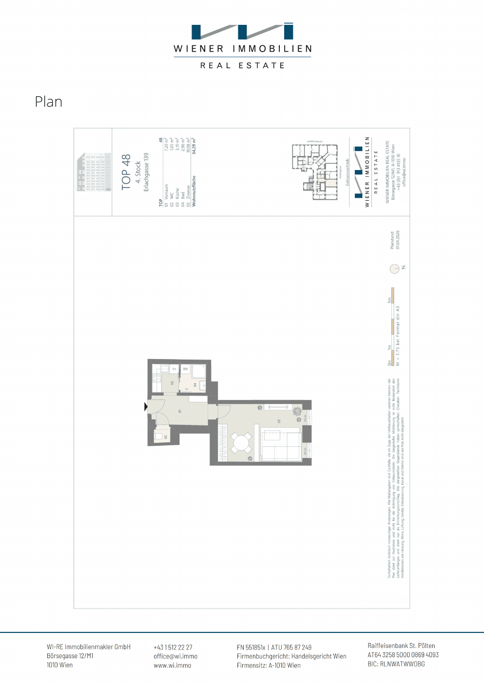 Grundriss Top 379 — Die Erle — 1 Zimmer — 34,3 m² — 4th floor