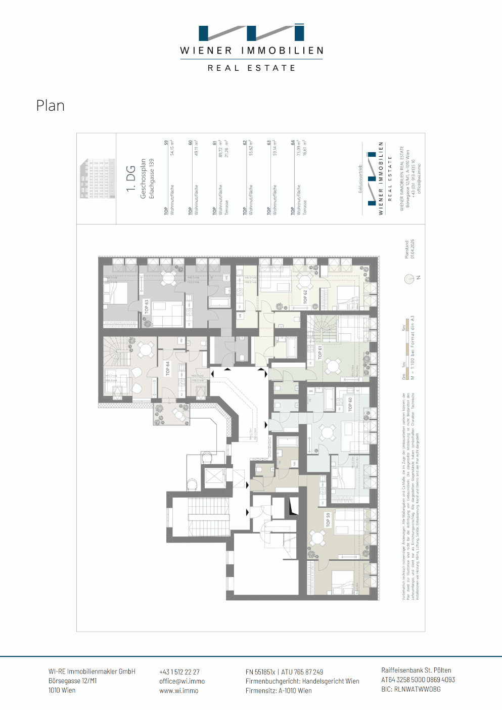 Floorplan Top 390 — Die Erle — 2 Rooms — 73.1 m² — 1st floor — Floorplan 2/3