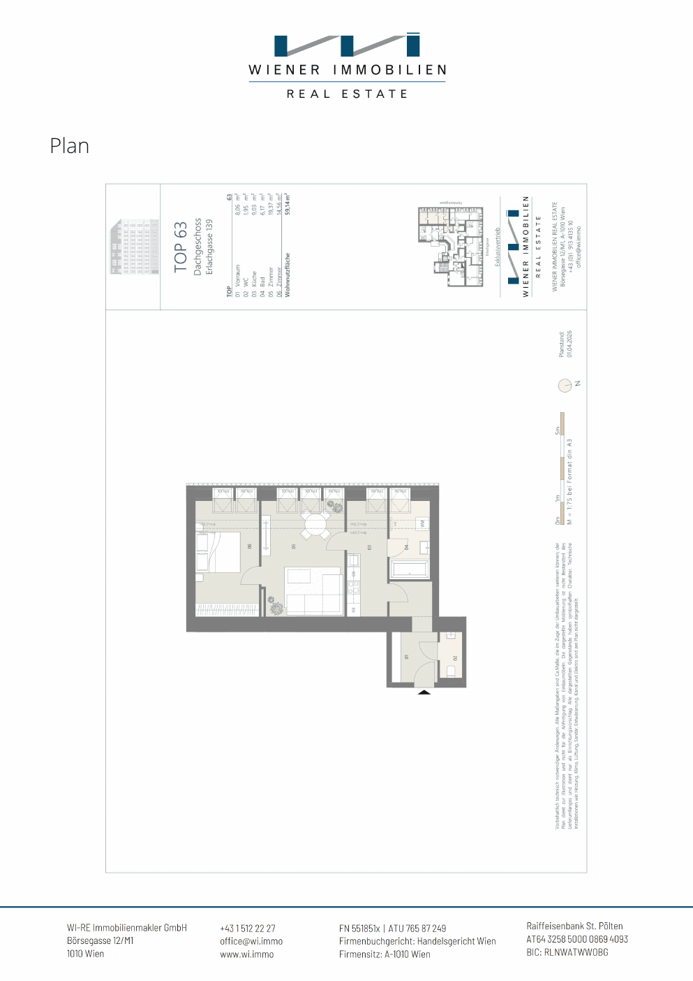 Grundriss Top 389 — Die Erle — 2 Zimmer — 59,1 m² — 1st floor
