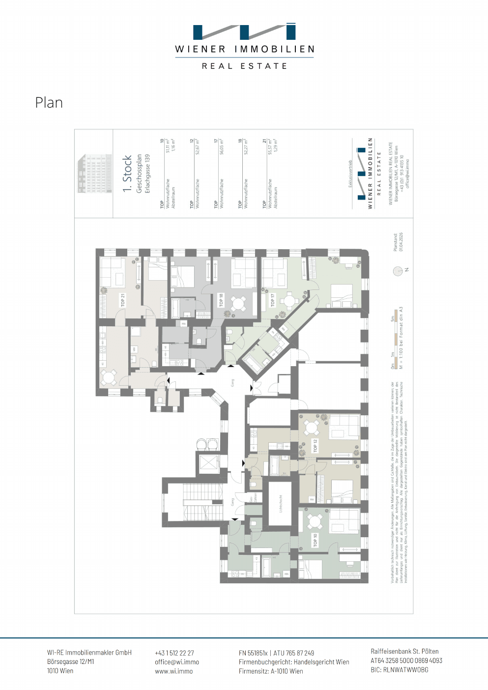 Grundriss Top 366 — Die Erle — 3 Zimmer — 55,6 m² — 1st floor — Grundriss 2/2