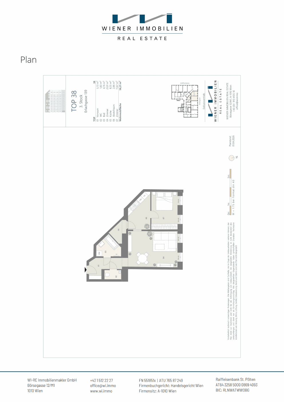 Grundriss Top 375 — Die Erle — 2.5 Zimmer — 56,2 m² — 3rd floor