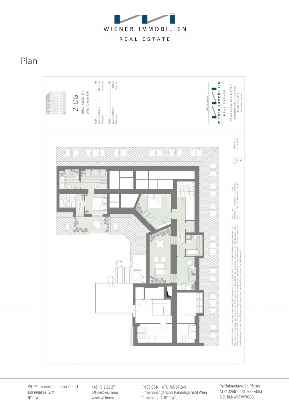 Grundriss Top 388 — Die Erle — 2 Zimmer — 55,6 m² — 1st floor — Grundriss 2/2