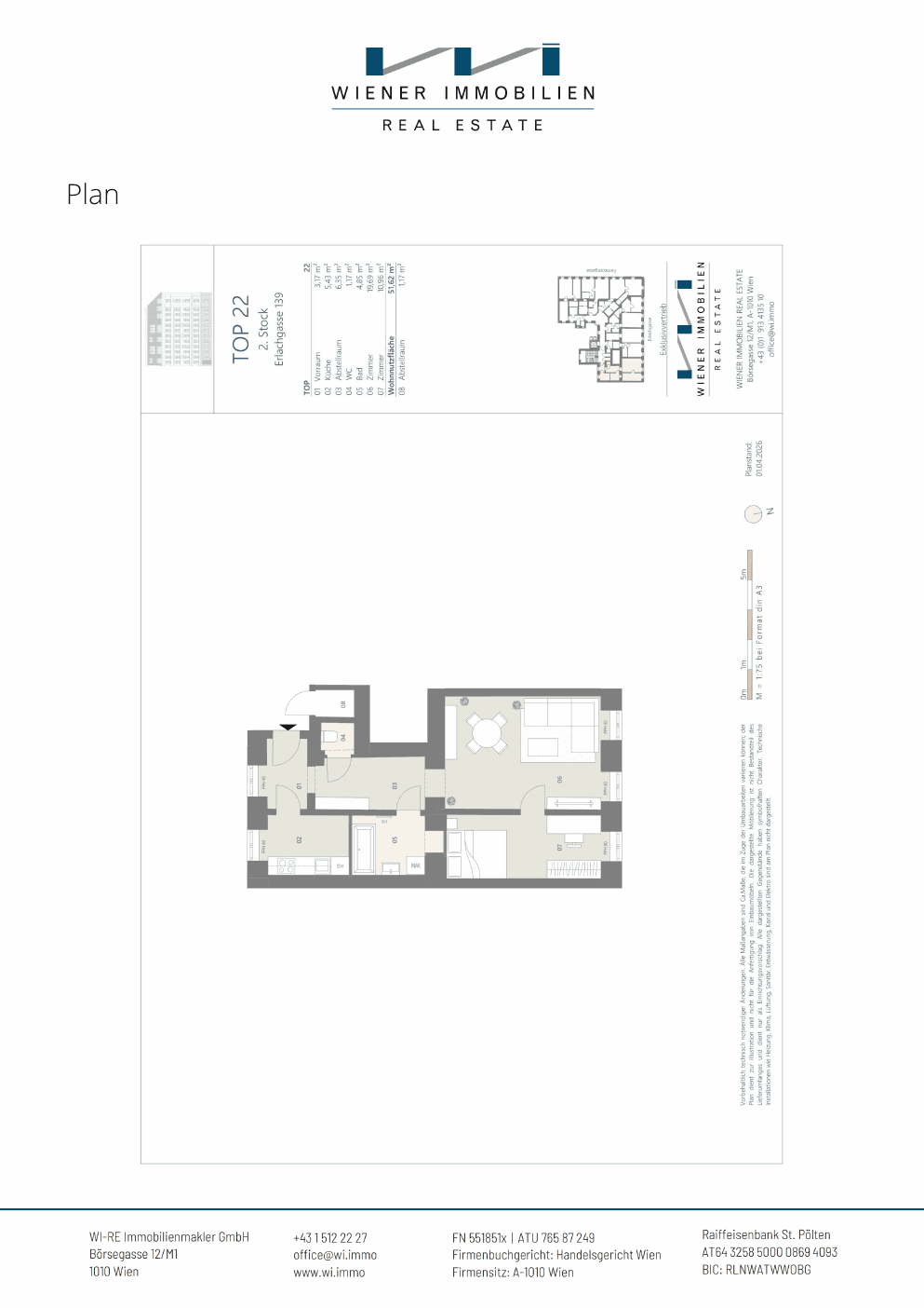 Grundriss Top 367 — Die Erle — 2.5 Zimmer — 51,6 m² — 1st floor