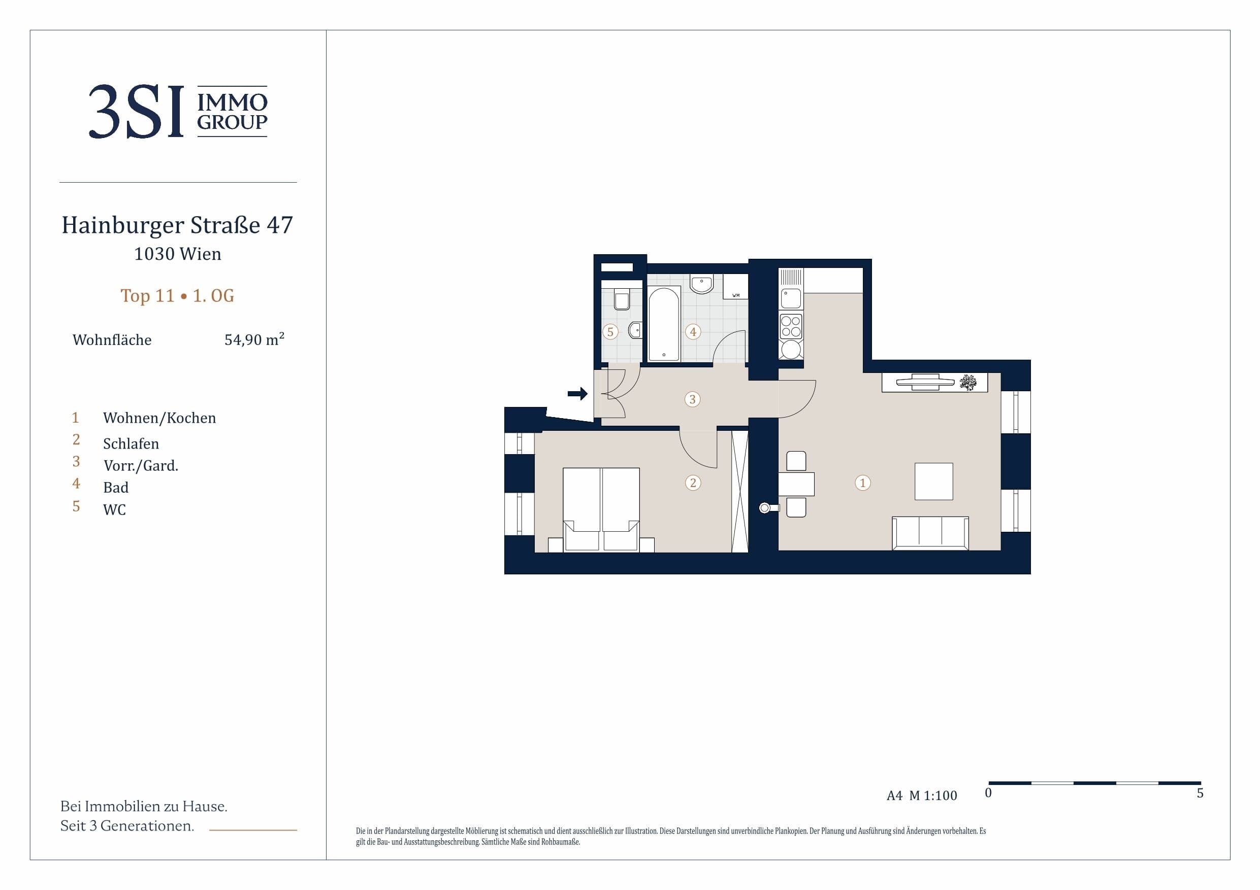 Grundriss Top 11 — Die Hainburg — 2 Zimmer — 54,9 m² — 1st floor