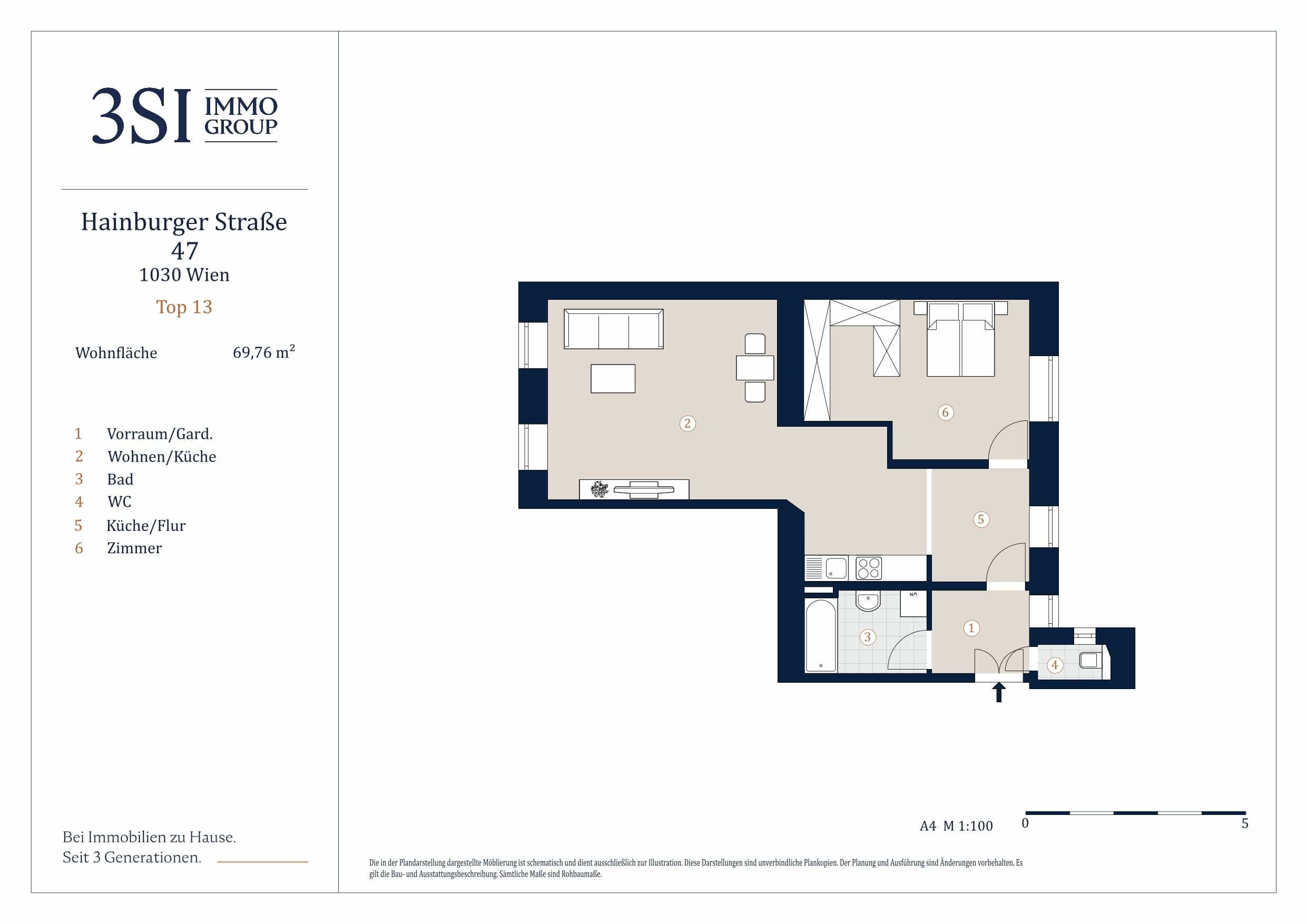 Grundriss Top 13 — Die Hainburg — 2 Zimmer — 69,8 m² — 2nd floor