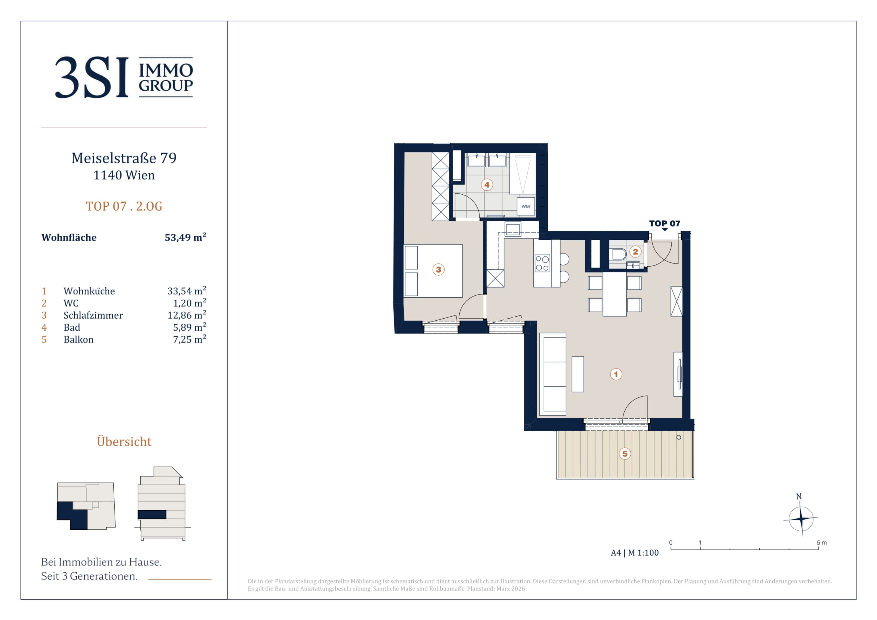 Grundriss Top 7 — Die Symbiose — 2 Zimmer — 53,5 m² — 2nd floor