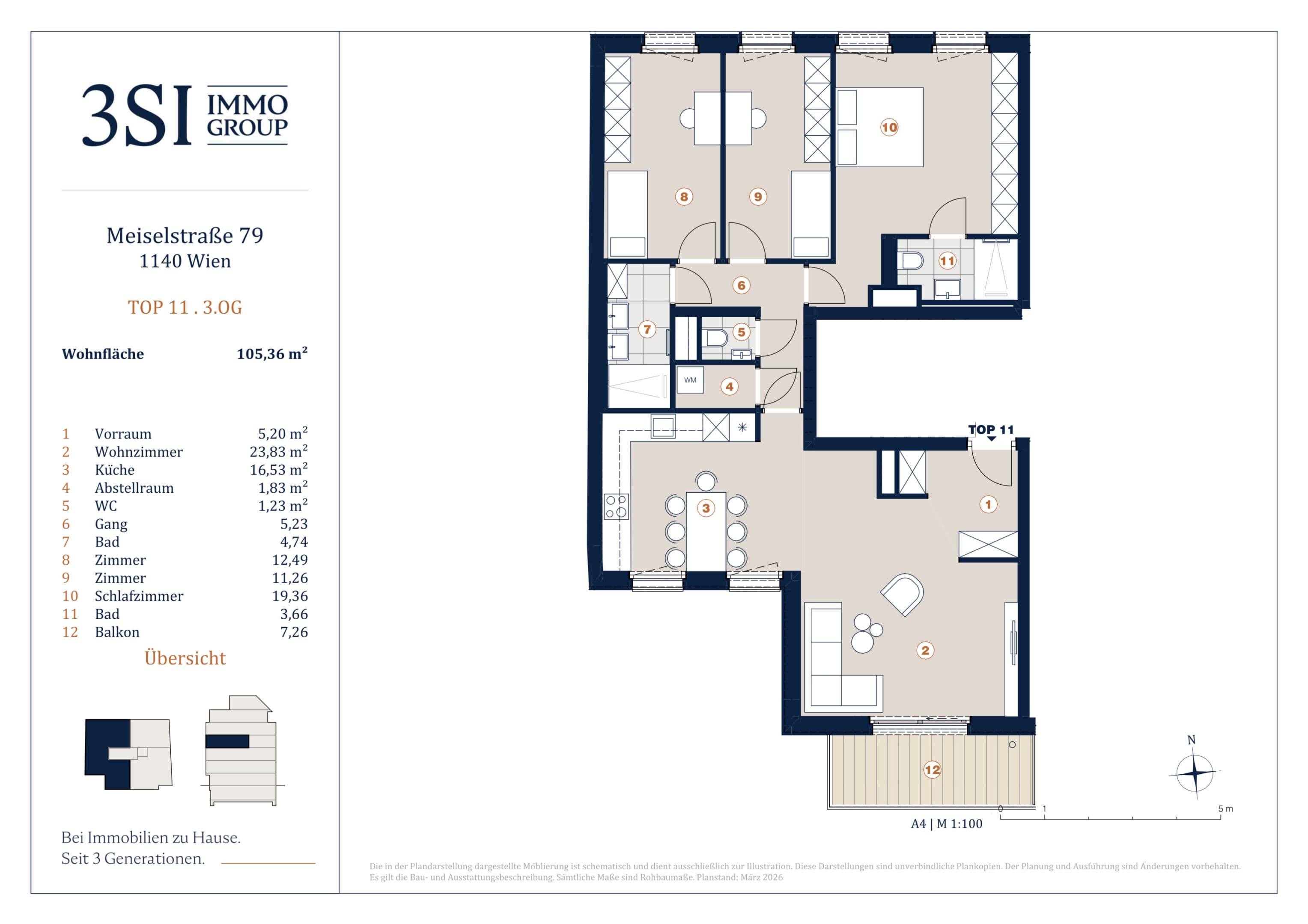 Grundriss Top 11 — Die Symbiose — 4 Zimmer — 105,4 m² — 3rd floor