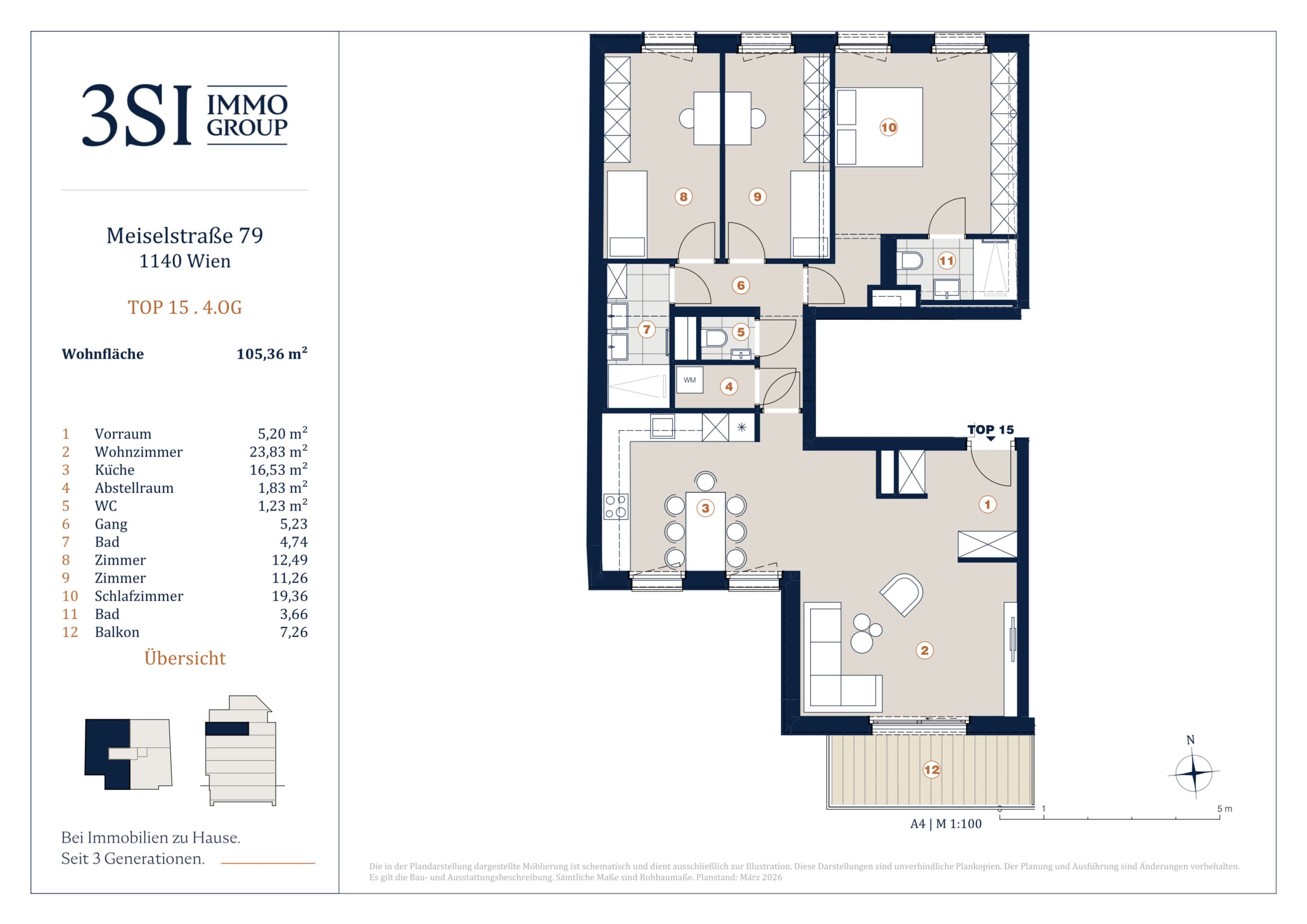 Grundriss Top 15 — Die Symbiose — 4 Zimmer — 105,4 m² — 4th floor