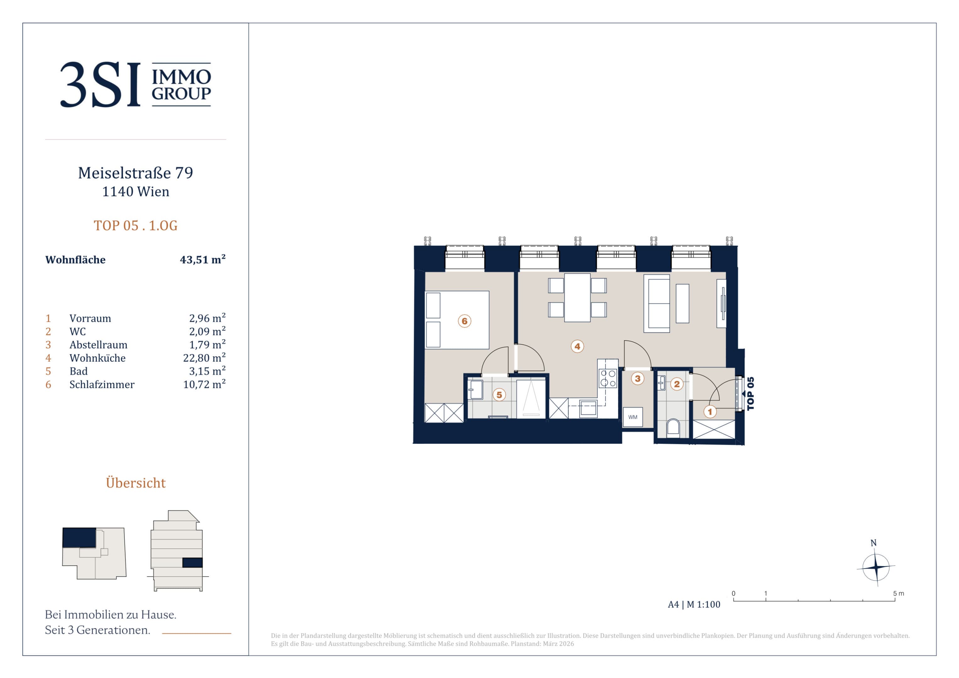 Grundriss Top 5 — Die Symbiose — 2 Zimmer — 43,5 m² — 1st floor
