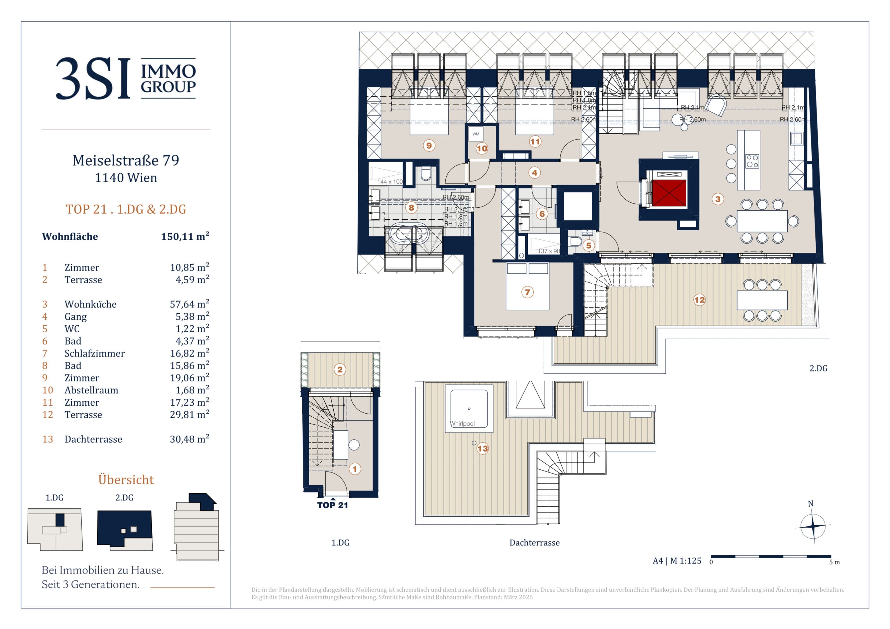 Grundriss Top 21 — Die Symbiose — 4 Zimmer — 150,1 m² — 2nd attic floor