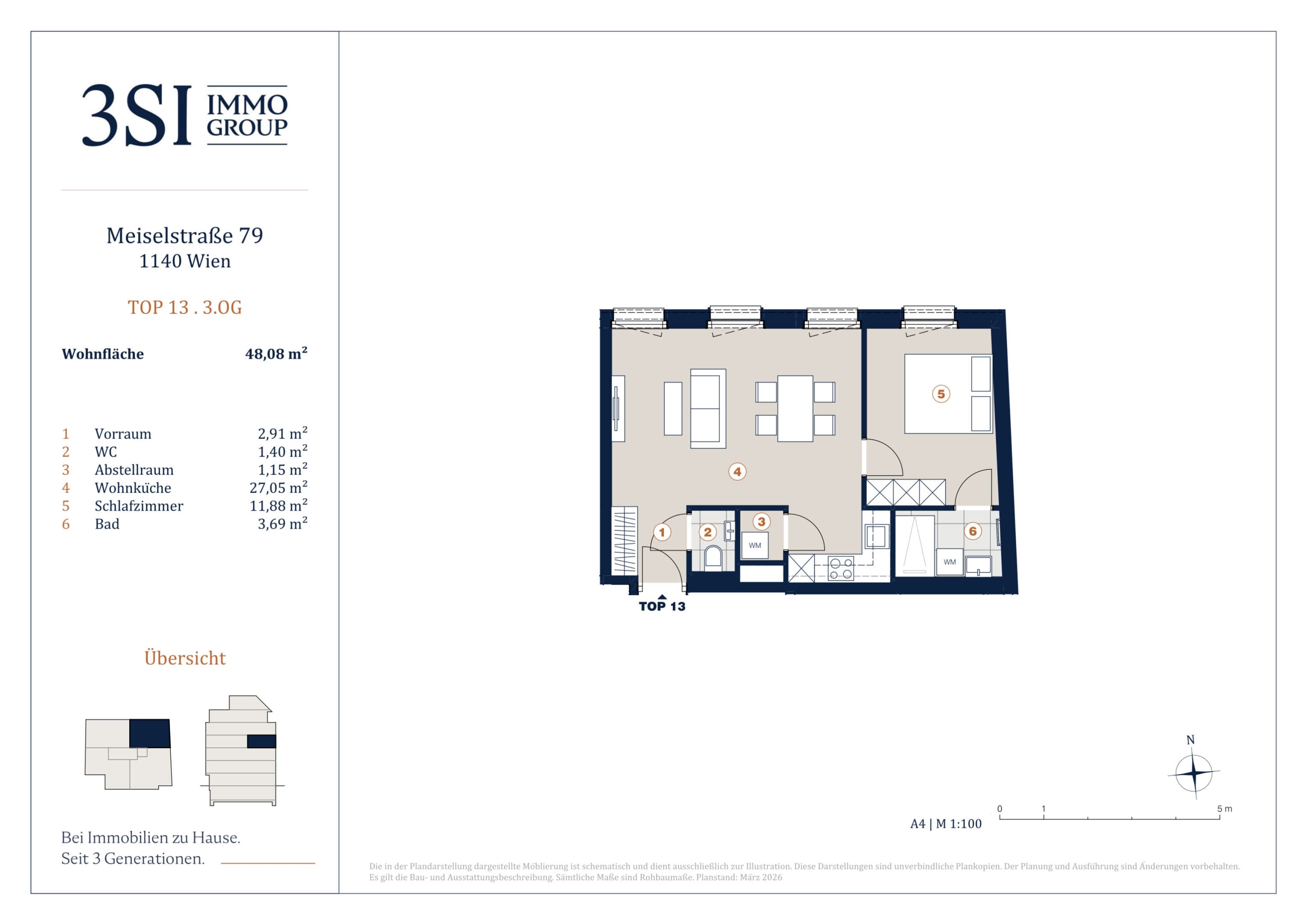 Grundriss Top 13 — Die Symbiose — 2 Zimmer — 48,1 m² — 3rd floor