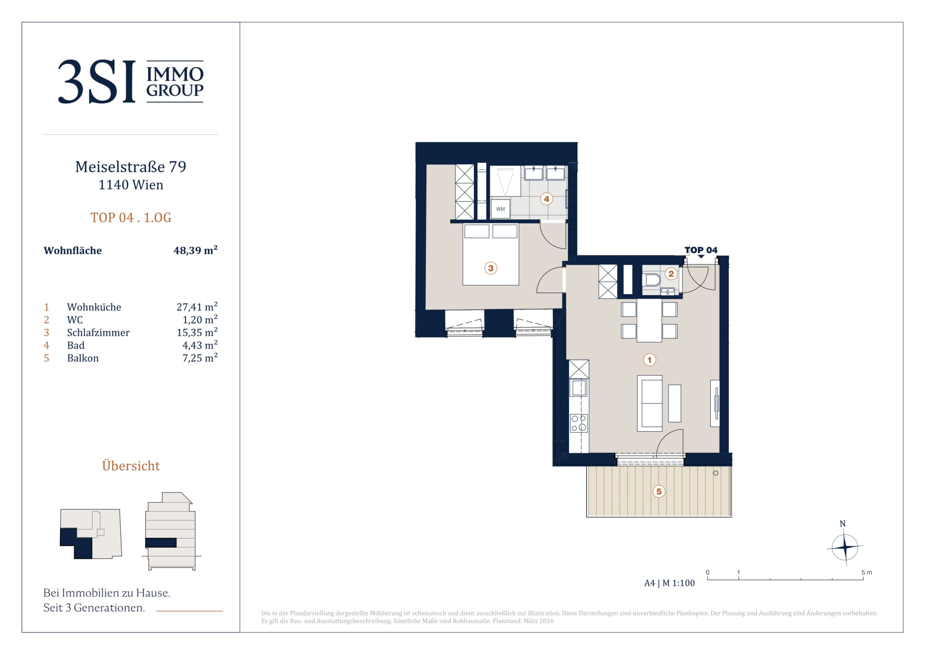 Grundriss Top 4 — Die Symbiose — 2 Zimmer — 48,4 m² — 1st floor