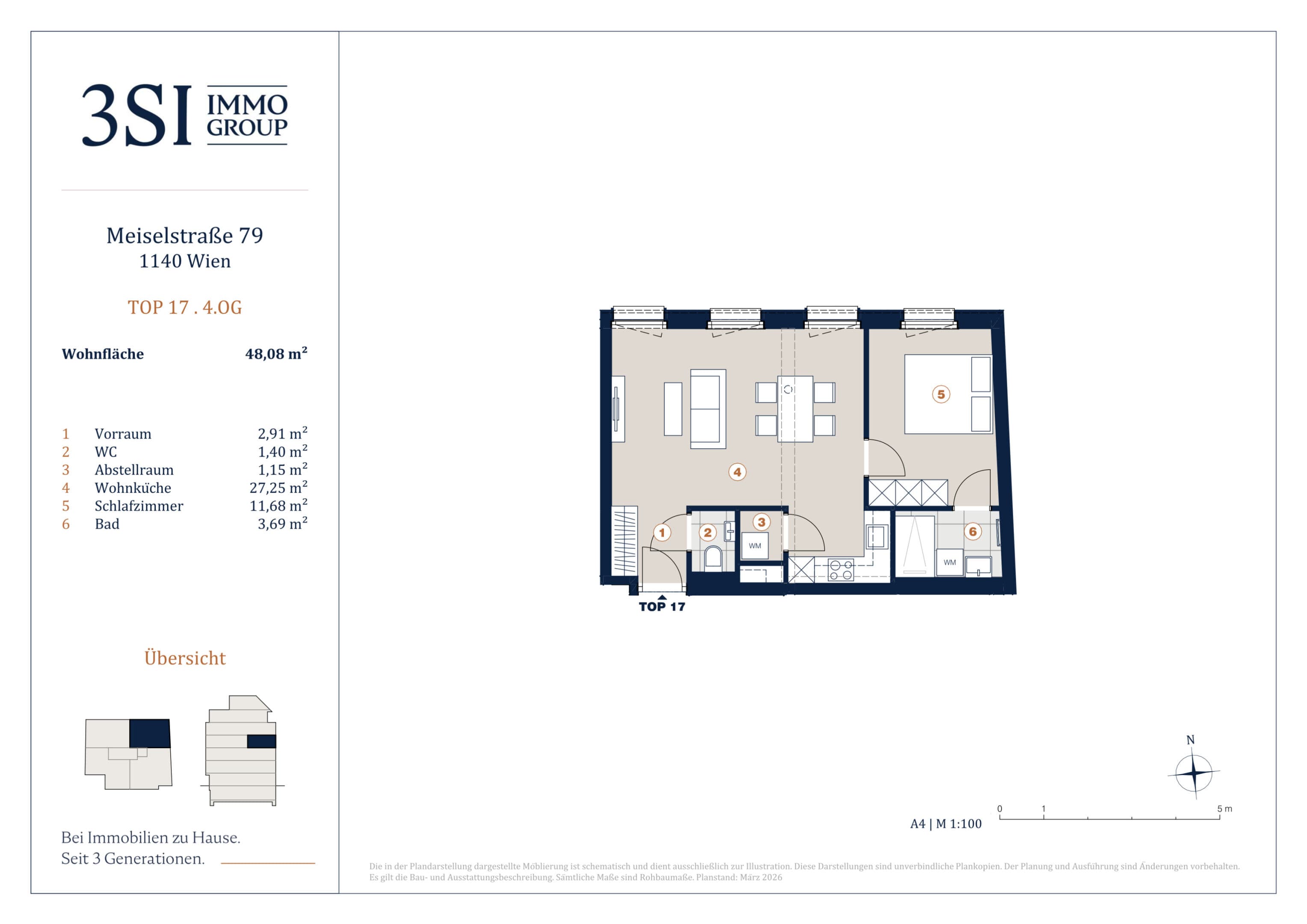 Grundriss Top 17 — Die Symbiose — 2 Zimmer — 48,1 m² — 4th floor