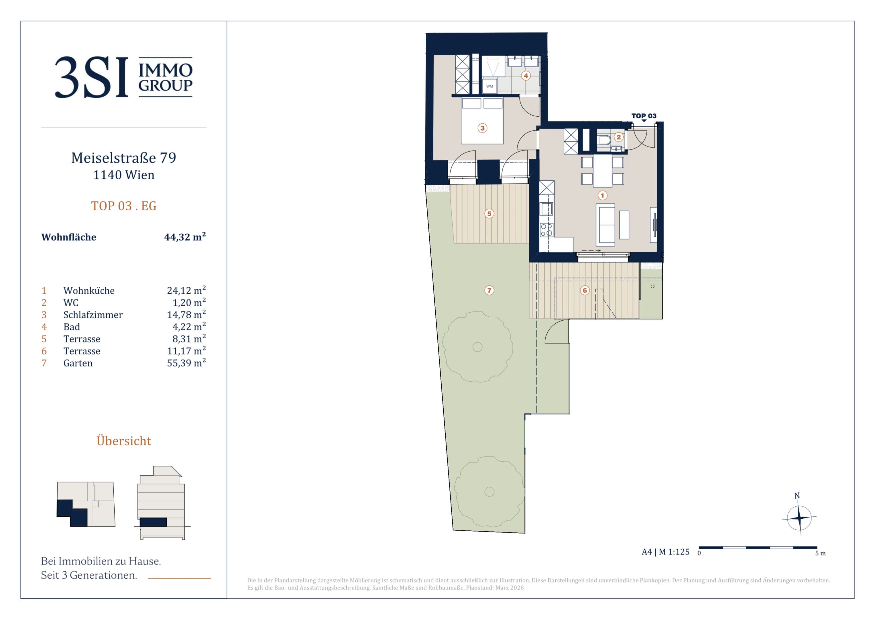 Grundriss Top 3 — Die Symbiose — 2 Zimmer — 44,3 m² — Ground floor